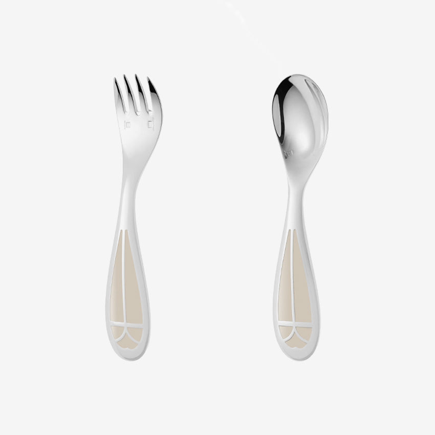 Christofle Talisman Baby Flatware Set - 2-Piece Stainless Steel Spoon and Fork for Toddlers | Perfect for First Meals, Baby Led Weaning & Travel Feeding