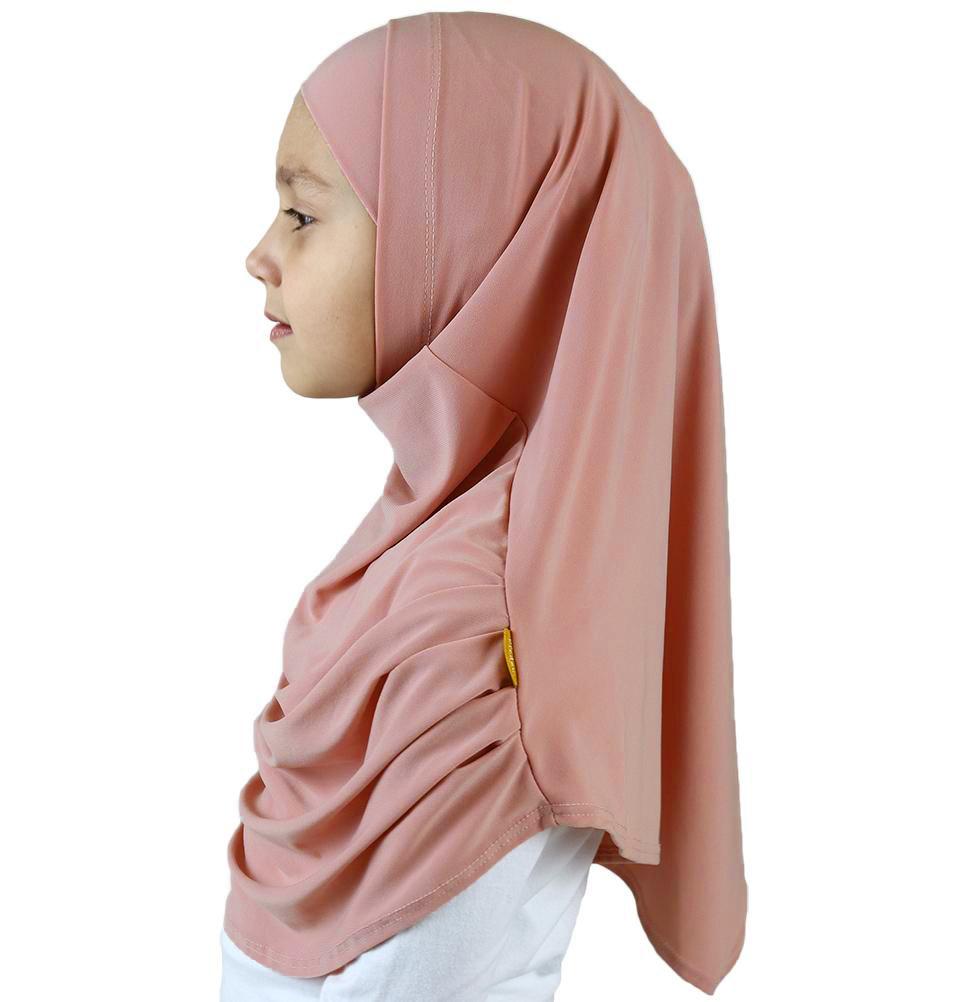 Girl's Soft Cotton Hijab Scarf & Bonnet Set - Dusty Pink - Comfortable & Breathable for School, Sports & Daily Wear