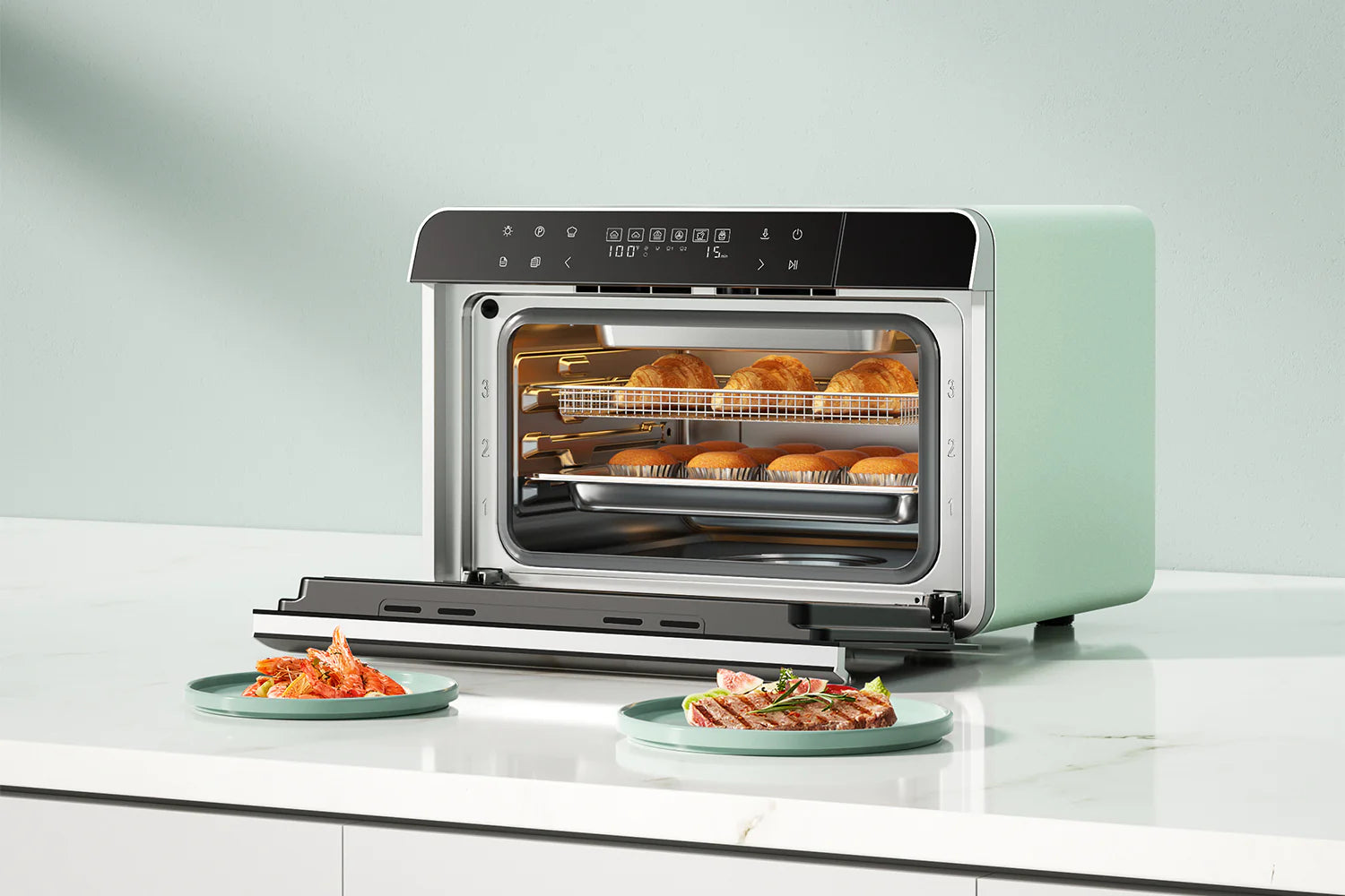 ROBAM R BOX CT763 Countertop Oven - 12-in-1 Convection Toaster Oven with Air Fryer, Dehydrator & Rotisserie | Perfect for Baking, Roasting & Meal Prep in Small Kitchens