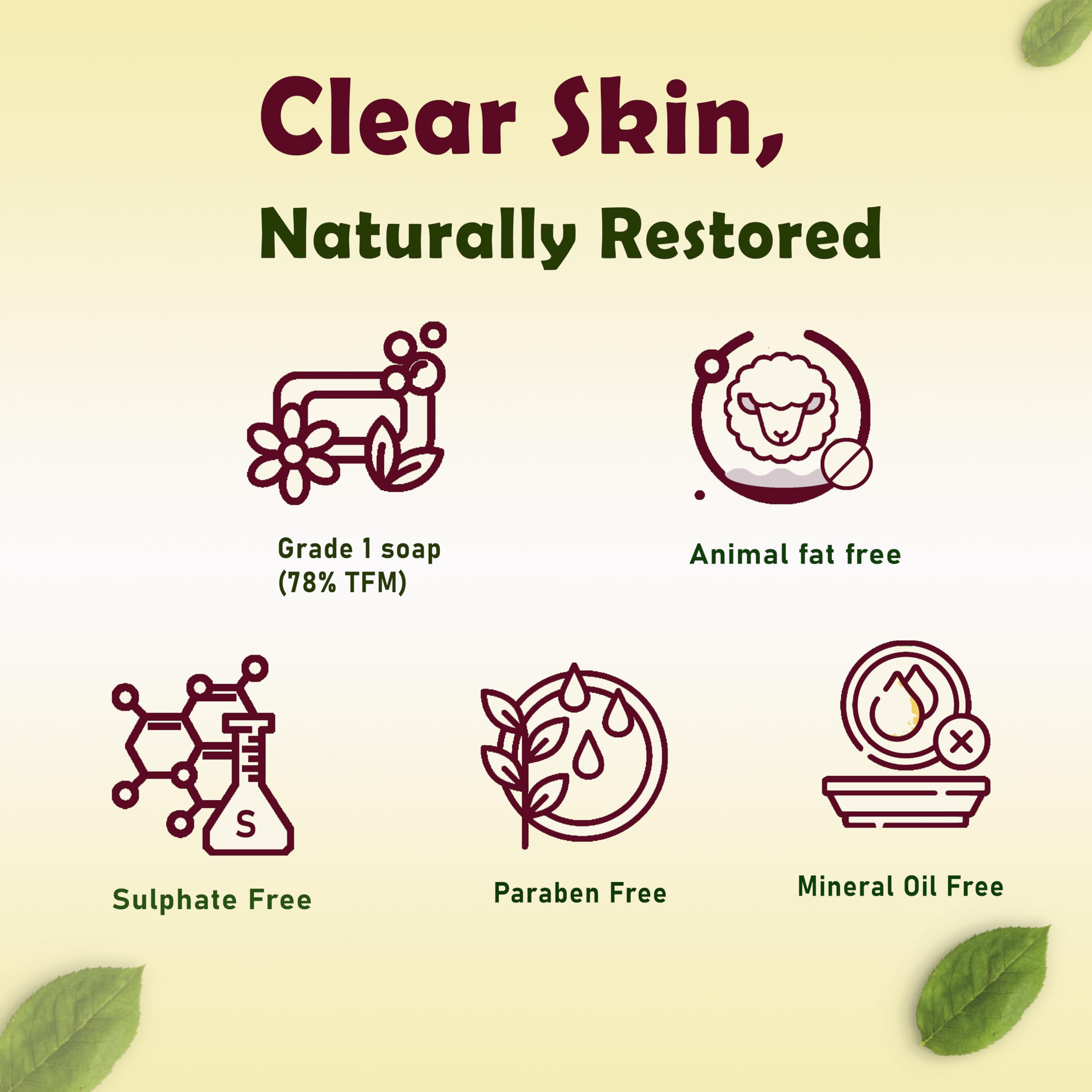 Jaffman Skifex Ayurvedic Soap with Turmeric, Tamanu Oil & Neem Oil - Paraben & Sulfate Free Natural Skin Care Soap for Acne, Eczema & Dry Skin - Pack of 1 Bar - Perfect for Daily Face & Body Cleansing Routine
