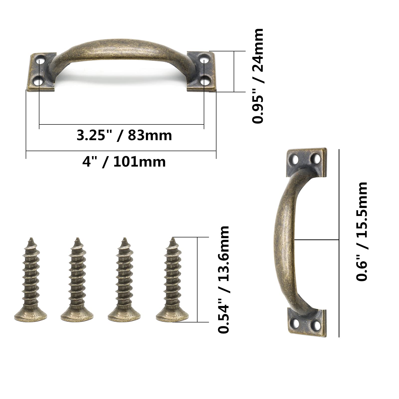 4Pcs Bronze Cabinet Handles - Vintage Drawer Pulls for Kitchen & Closet
