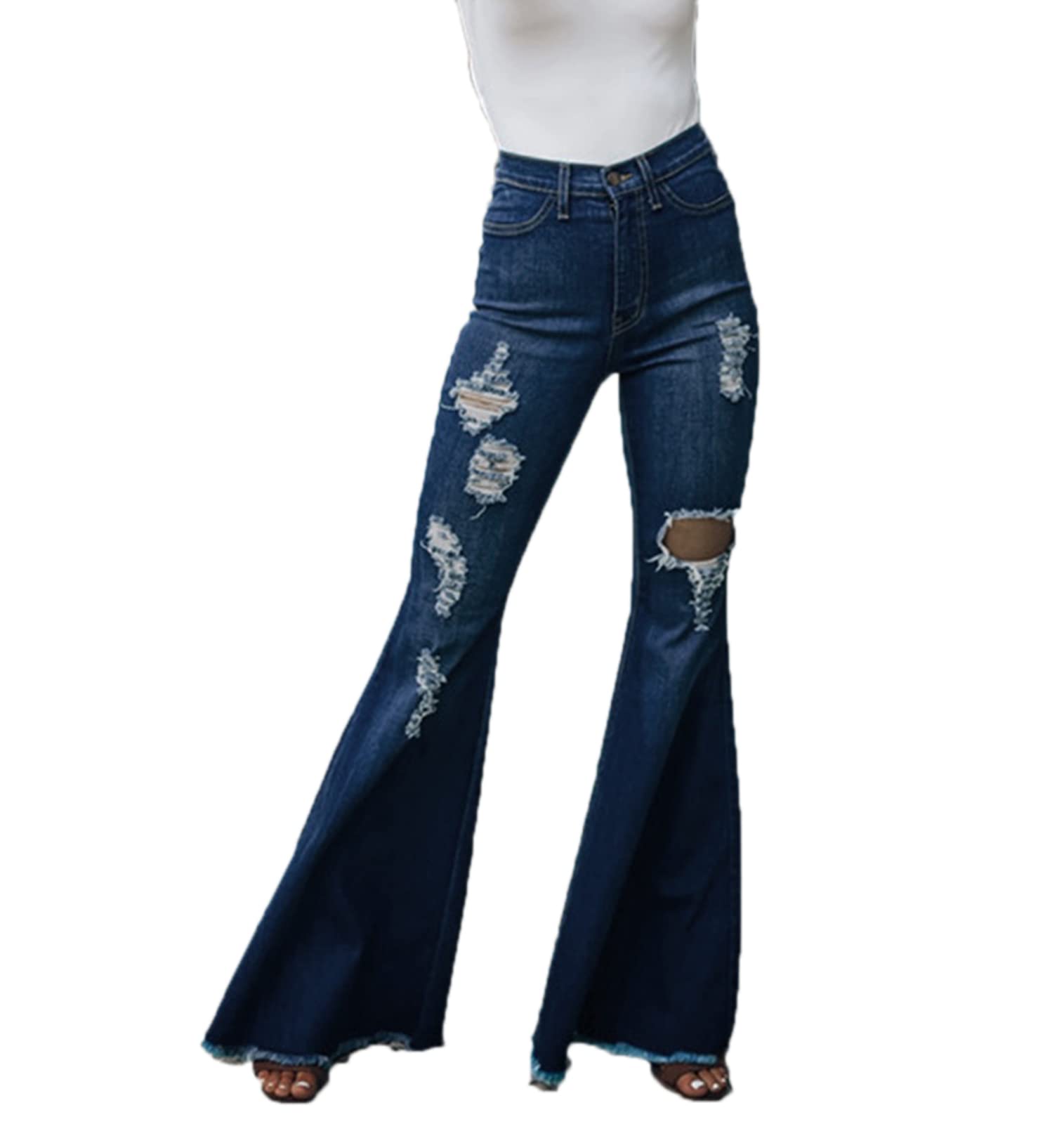 Women's High Waisted Bootcut Flare Jeans - Vintage Distressed Denim Pants for Casual Wear | Perfect for Everyday Outfits, Date Nights & Retro Fashion Looks