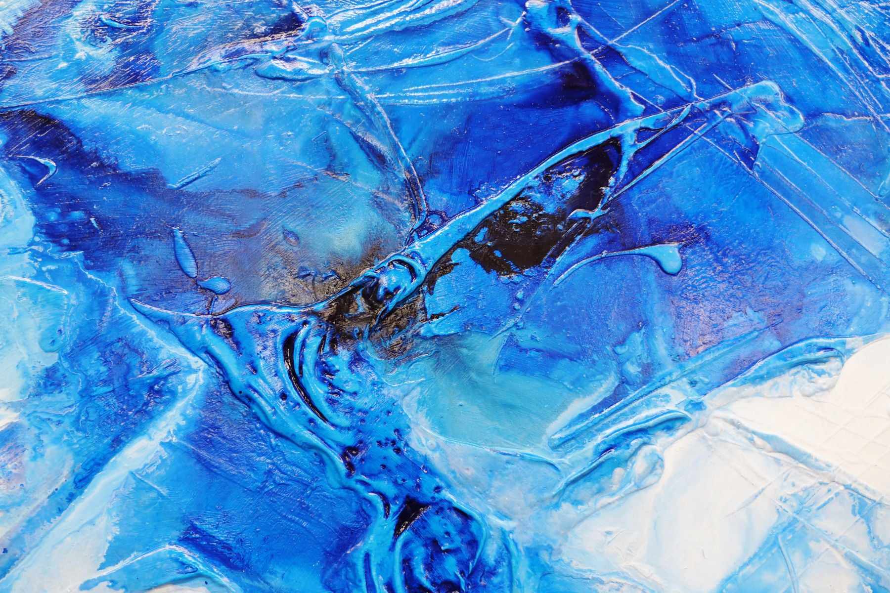 Blue Champagne 160cm x 100cm Blue White Textured Abstract Canvas Wall Art - Perfect for Living Room, Bedroom & Office Decor