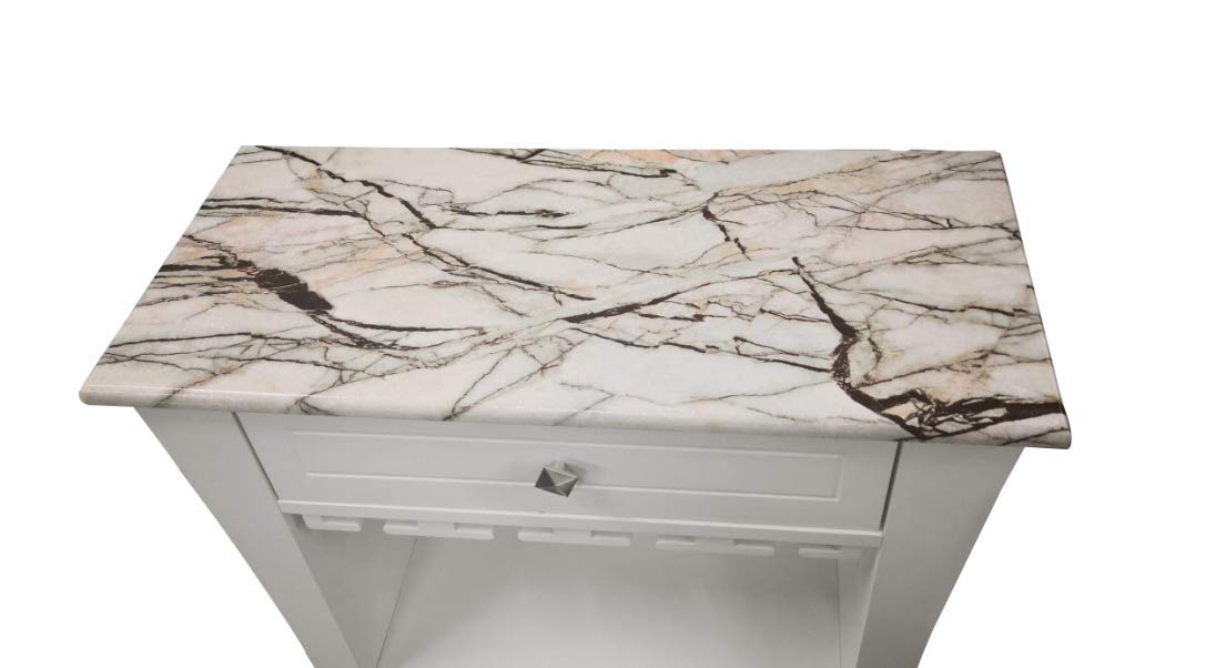 Hiland White Bar Cabinet with Wine Storage, Glass Holders & Drawer - Perfect for Home Bar, Dining Room or Kitchen Organization