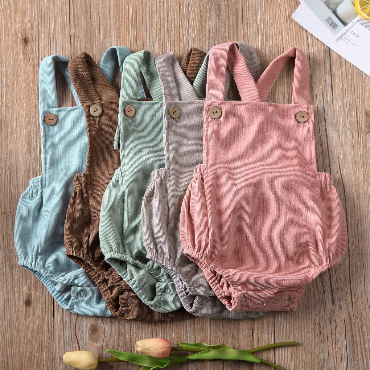 Newborn Baby Girl Romper - Halter Neck Solid Color Bodysuit Jumpsuit | Summer Outfits & Clothes for Infants | Perfect for Playdates, Beach Trips & Family Photos