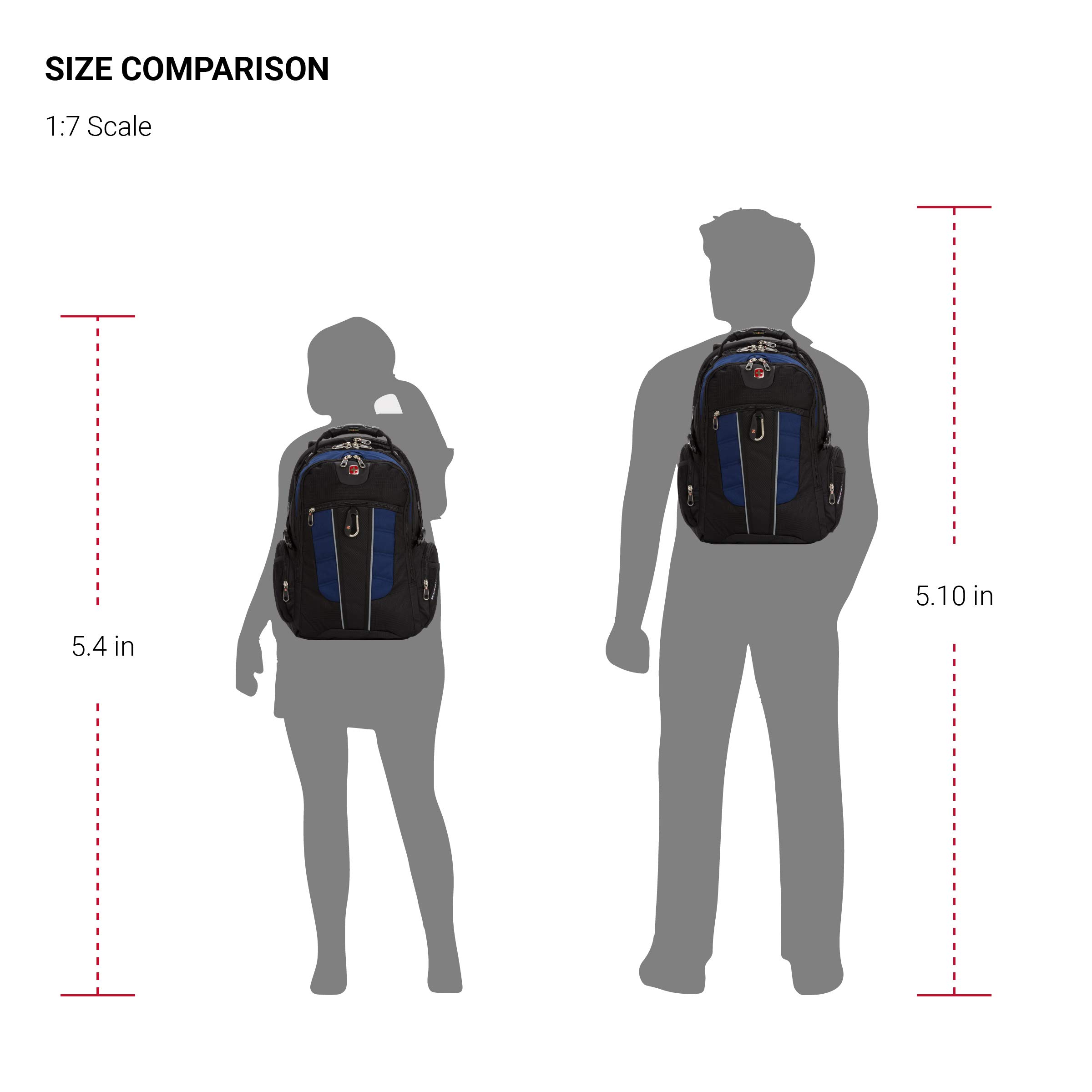 SWISSGEAR 1753 ScanSmart Laptop Backpack - 17 Inch Laptop Bag with TSA-Friendly Design, Durable & Water-Resistant for Travel, Work & School (Black/Navy) - Perfect for Business Trips, College & Commuting