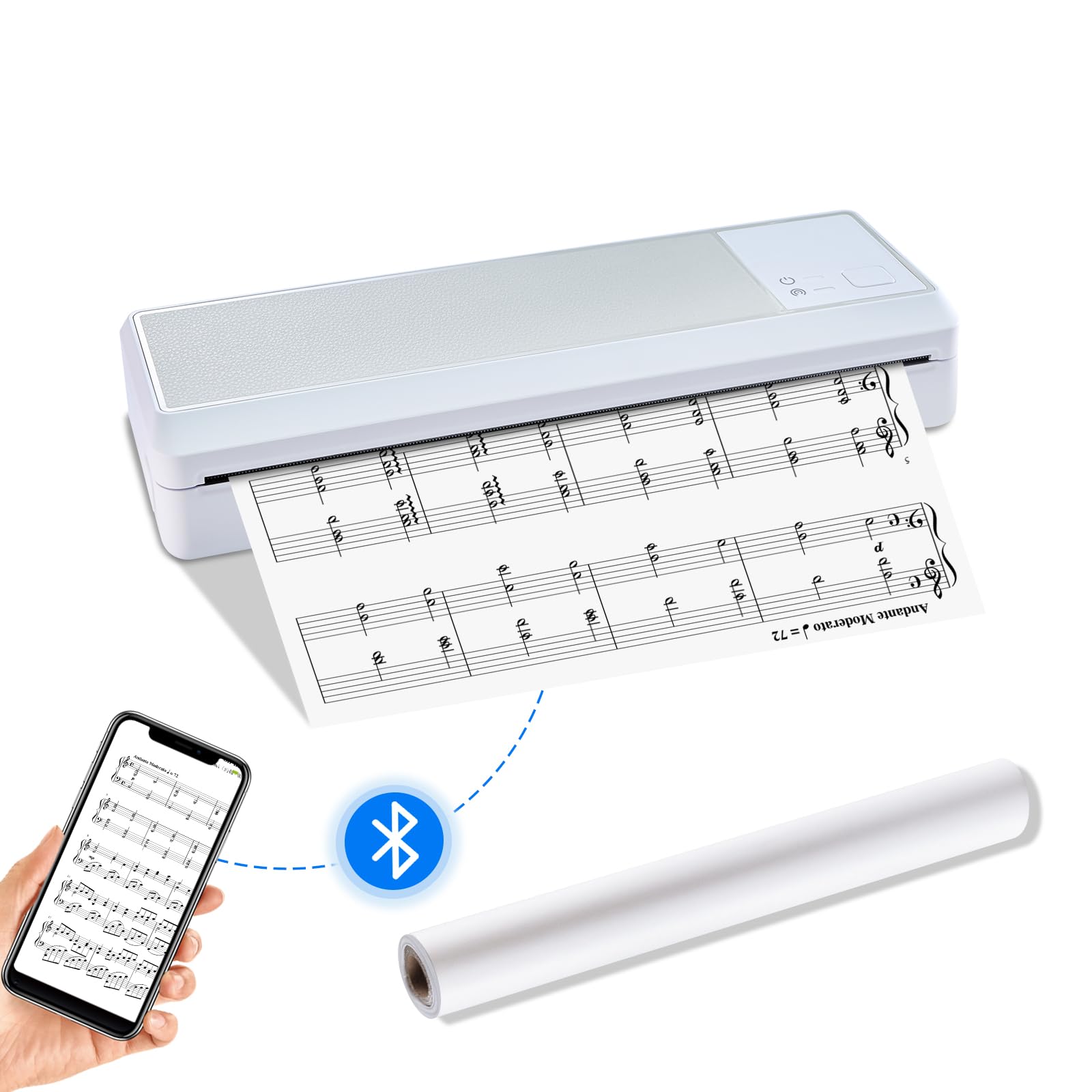 Portable Bluetooth Thermal Printer - Wireless Mini Printer for Android & iOS, Compatible with PC, Supports Multi-Size Thermal Paper (300DPI Inkless) - Perfect for Travel, Office, School, Receipt Printing, Label Making & Home Organization