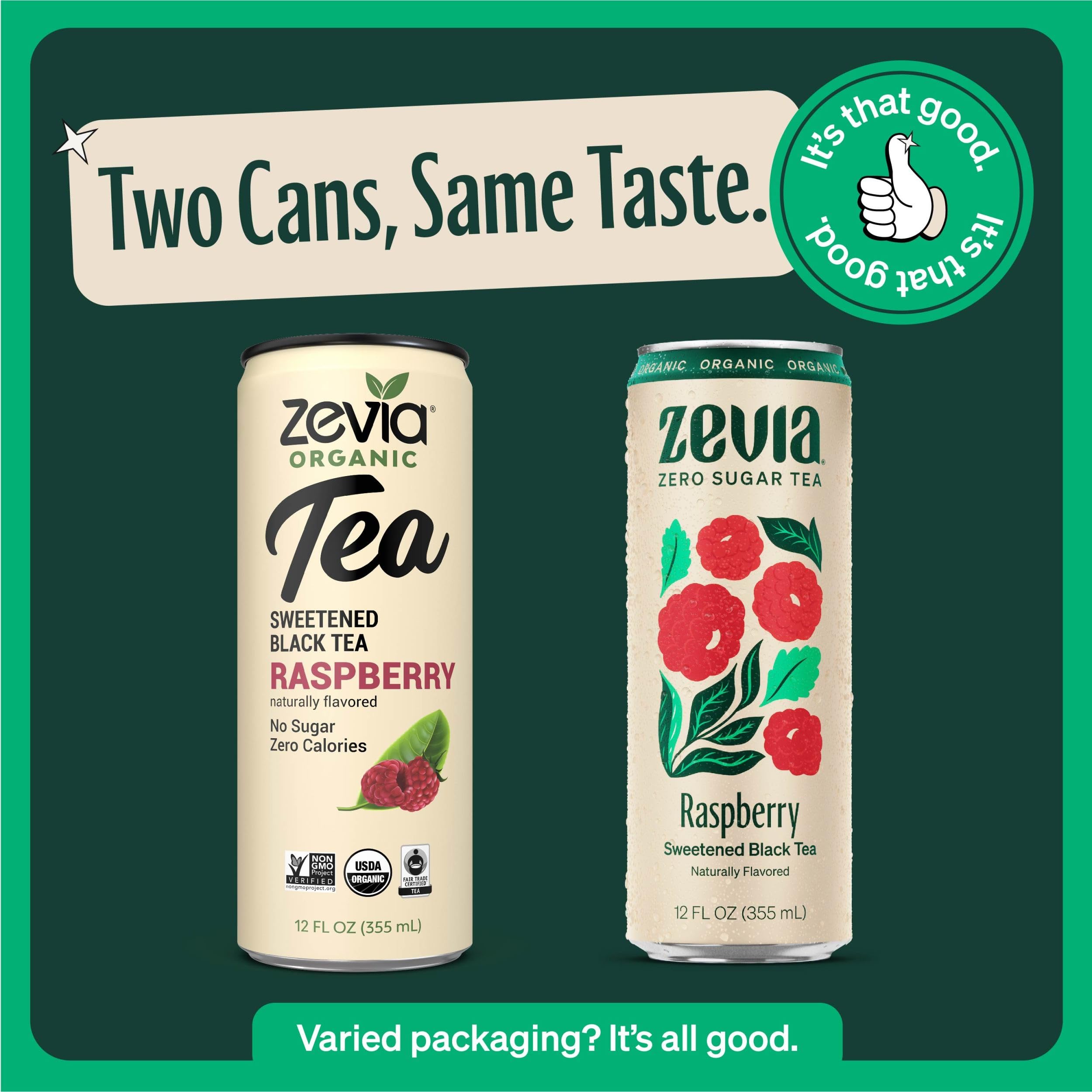 Zevia Zero Sugar Tea Variety Pack - 12 oz Cans (12-Pack) | Naturally Sweetened, Zero Calorie, Sugar Free, Non-GMO, Gluten-Free & Vegan | Refreshing Iced Tea for Home, Office & Outdoor Activities