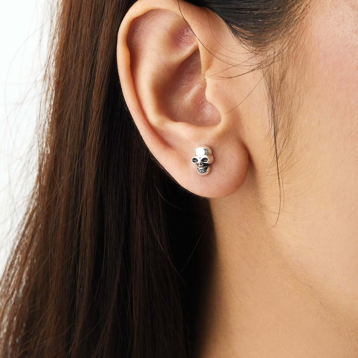 3 Ways Skull Skeleton Ear Jacket Earrings Stud | YM5089 - Gothic Punk Jewelry for Women, Men - Perfect for Halloween, Concerts & Alternative Fashion