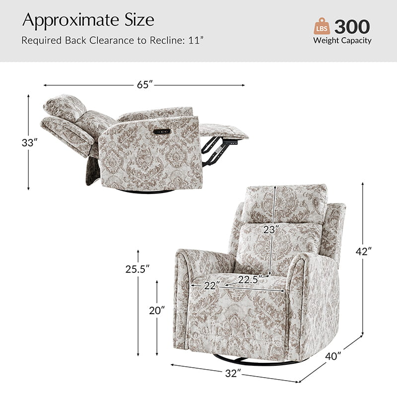 Alois Swivel Rocker Recliner Chair with Adjustable Headrest - Comfortable Living Room Furniture for Relaxing, Reading & Watching TV