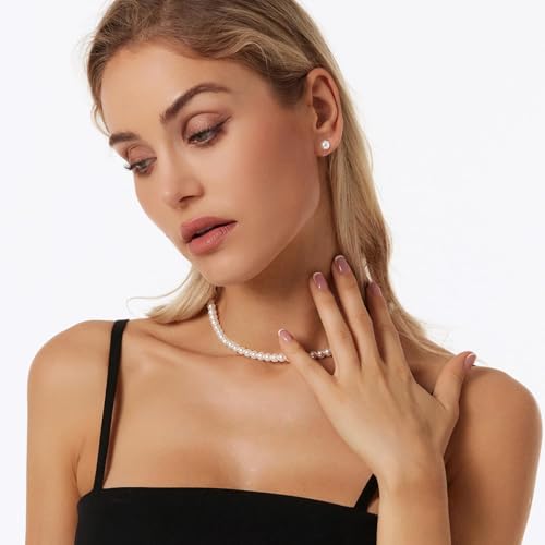 Pearl Necklace+Earrings-Silver