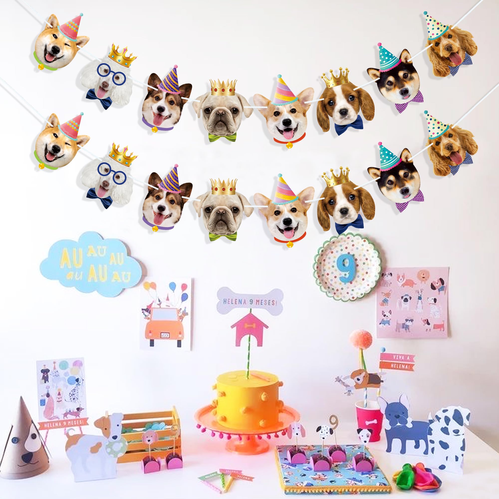 Uniwish Dog Face Banner Garland - Puppy Dog Birthday Party Decorations for Boys & Girls | Pet-Themed Hanging Decor for Dog Birthday Parties, Puppy Showers & Animal Lovers Celebrations