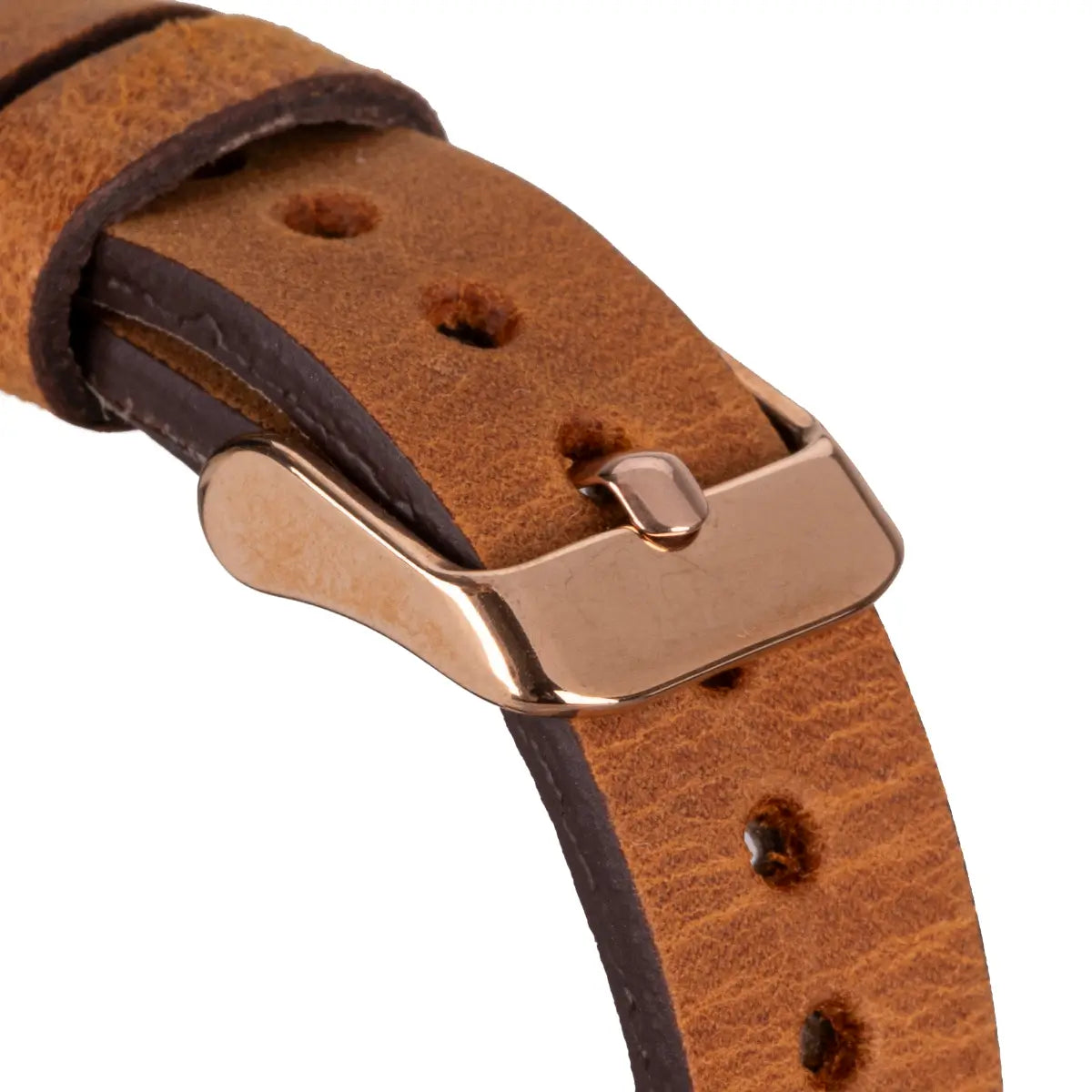 Premium Camel Leather Ultra Slim Apple Watch Band - Silver Rivet Strap for Apple Watch Series 9/8/7/6/SE - Stylish & Durable Replacement Band for Workout, Office & Everyday Wear