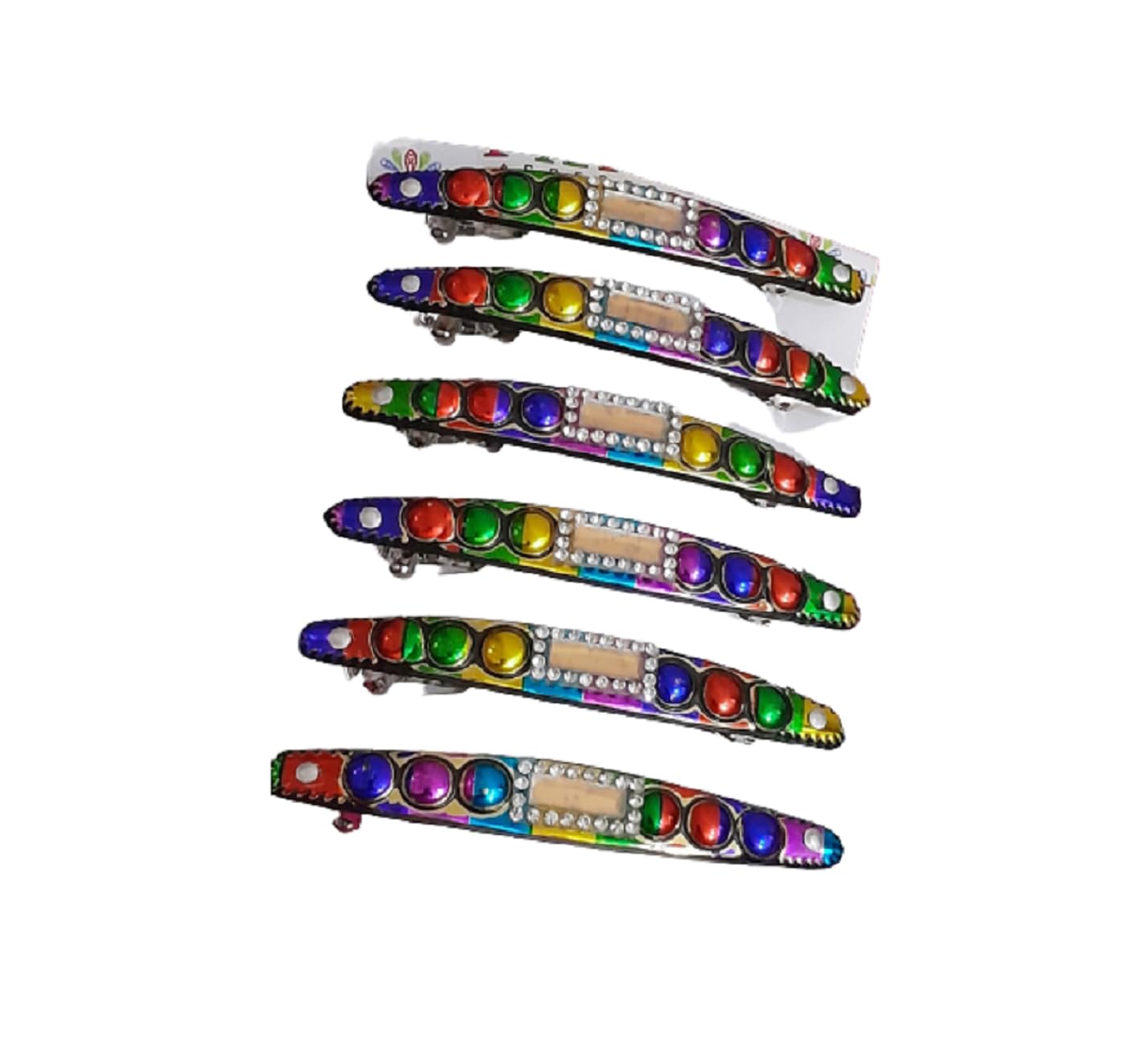 Rajmart Global MultiBeads Dotted Pearls Hair Clips & Barrettes for Women & Girls - 6 Pack Multicolor | Lightweight Hair Accessories for Styling, Sectioning & Casual Wear | Perfect for Parties, Weddings & Everyday Use