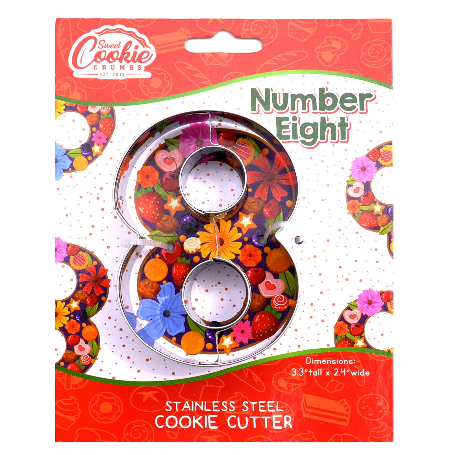 Stainless Steel Number Cookie Cutters Set of 8 - Perfect for Birthday Cakes, DIY Baking, and Holiday Desserts