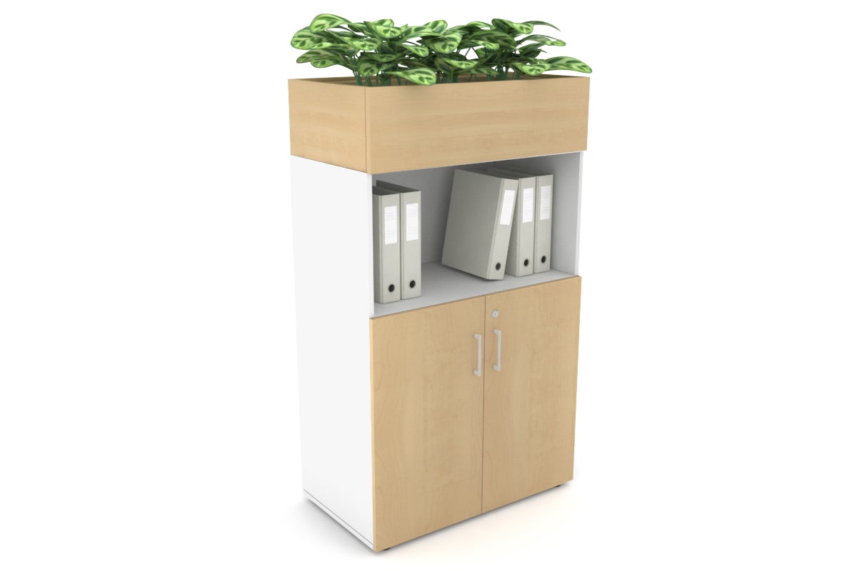 Medium Storage Cabinet with Small Doors and Planter Box - 31.5