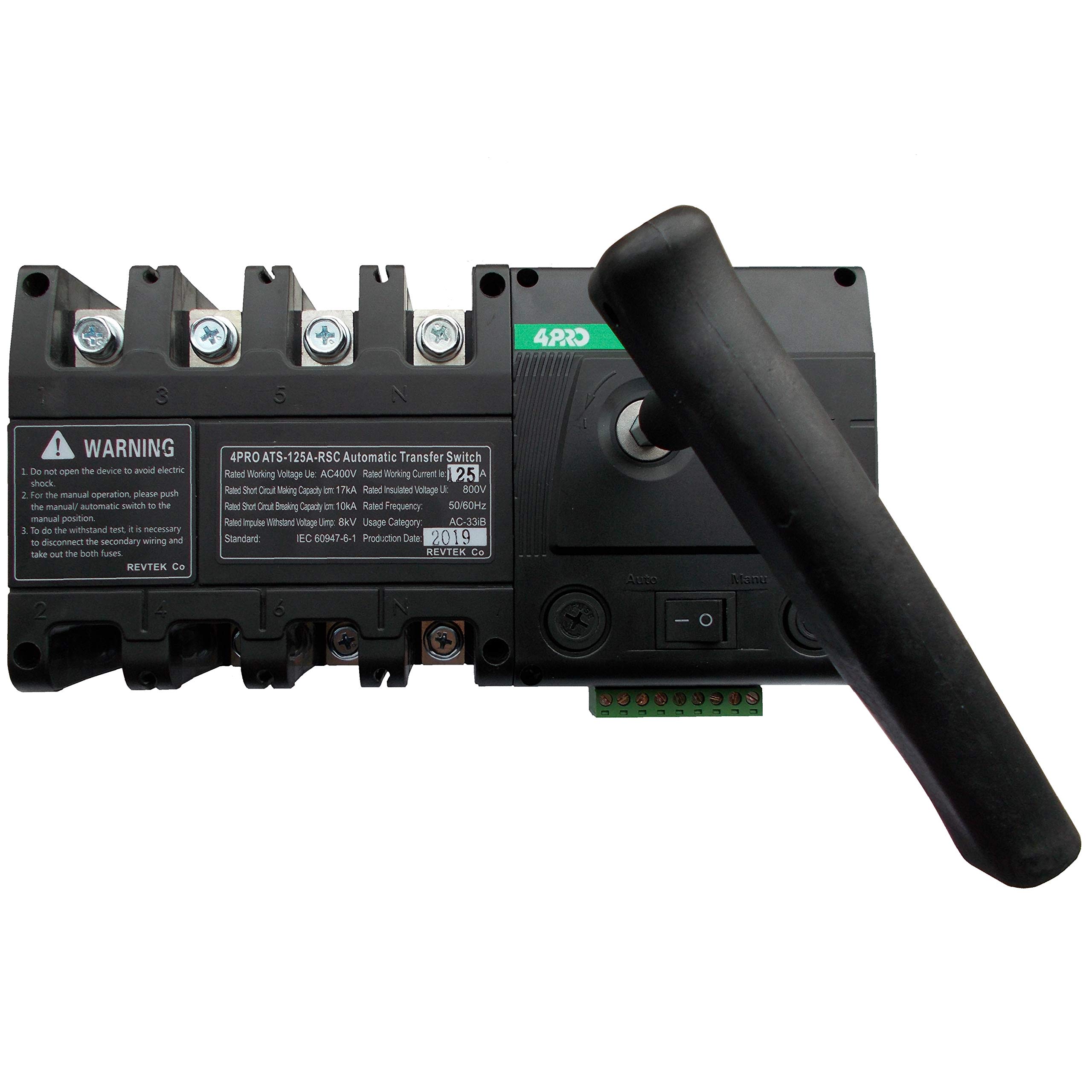 4PRO ATS-125A-4P-RSC 100A 4 Pole Automatic Transfer Switch for Generator Power Backup - Perfect for Home, Office & Emergency Power Supply