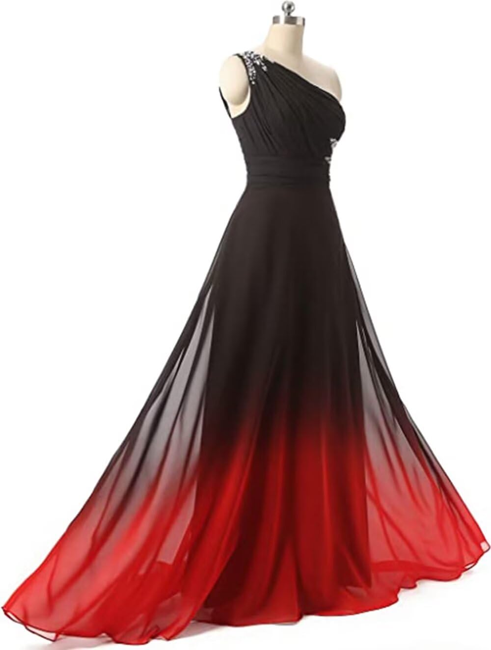 Elegant One Shoulder Ombre Evening Prom Dress for Women - Long Chiffon Bridesmaid Gown for Weddings, Formal Parties & Special Occasions | Perfect for Homecoming, Prom Night & Black Tie Events