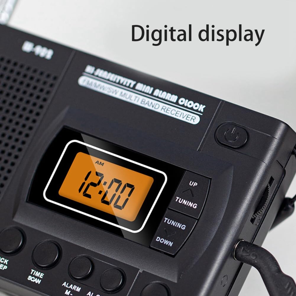 Paociuro Mini LCD AM/FM Radio - Portable Pocket Battery Operated Radio with Telescopic Antenna & Built-in Speaker - Perfect for Elderly, Walking, Jogging, Outdoor Activities, Emergency Use, and Travel