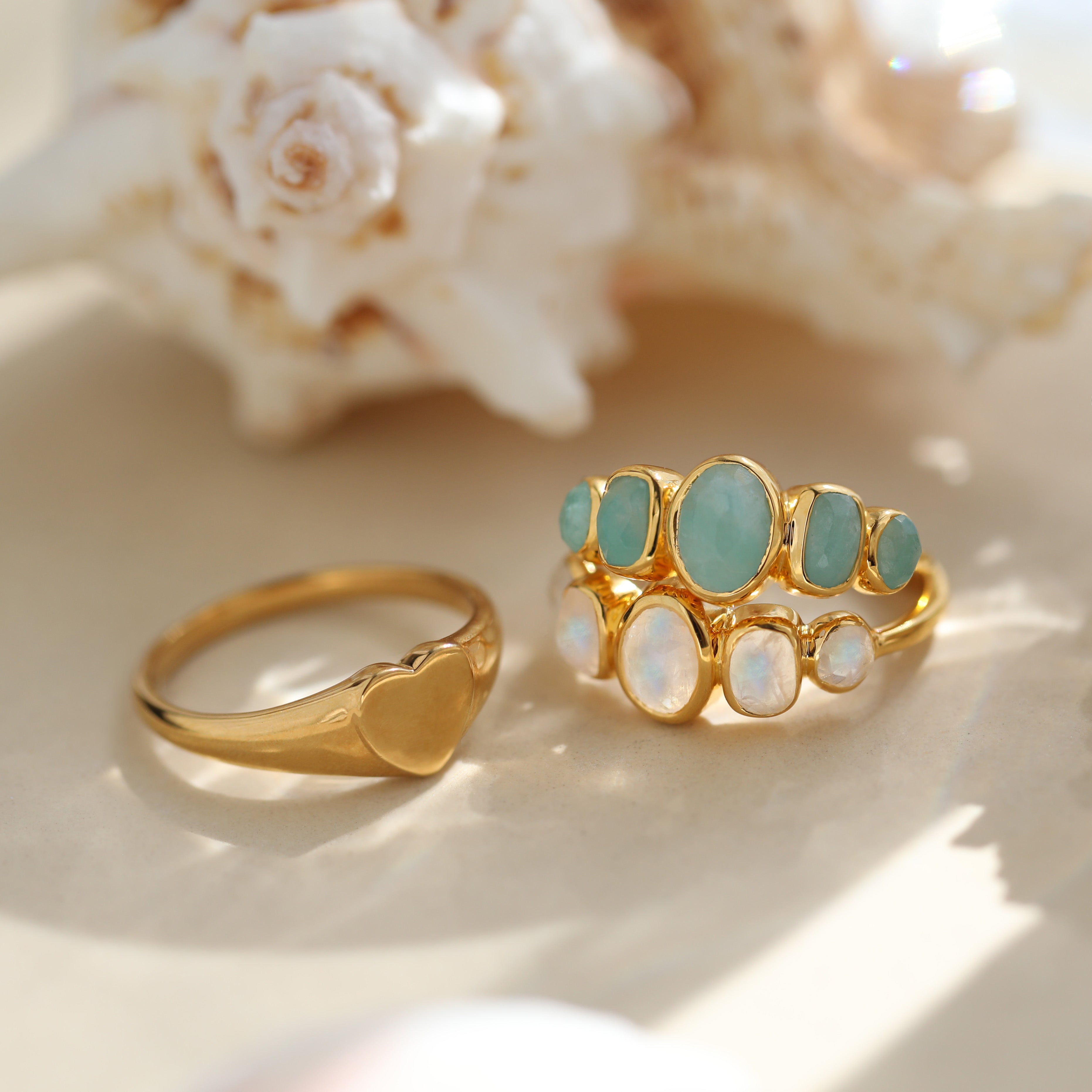 Noa Amazonite Ring for Women - Healing Crystal Jewelry, Sterling Silver Adjustable Band for Meditation, Yoga & Spiritual Gifts