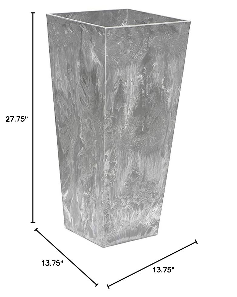 ArtStone 35270.01 Ella Tall Planter - 27.5 Inch Indoor/Outdoor Flower Pot - Modern Gray Cement Planter for Home, Garden, Patio & Office Decor