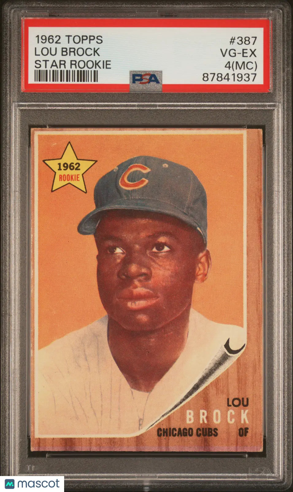 1962 Topps Baseball Lou Brock Star Rookie PSA 4 (MC) #387 - Vintage Baseball Card for Collectors & Sports Memorabilia Enthusiasts - Perfect for Display, Investment & Nostalgic Sports Fans