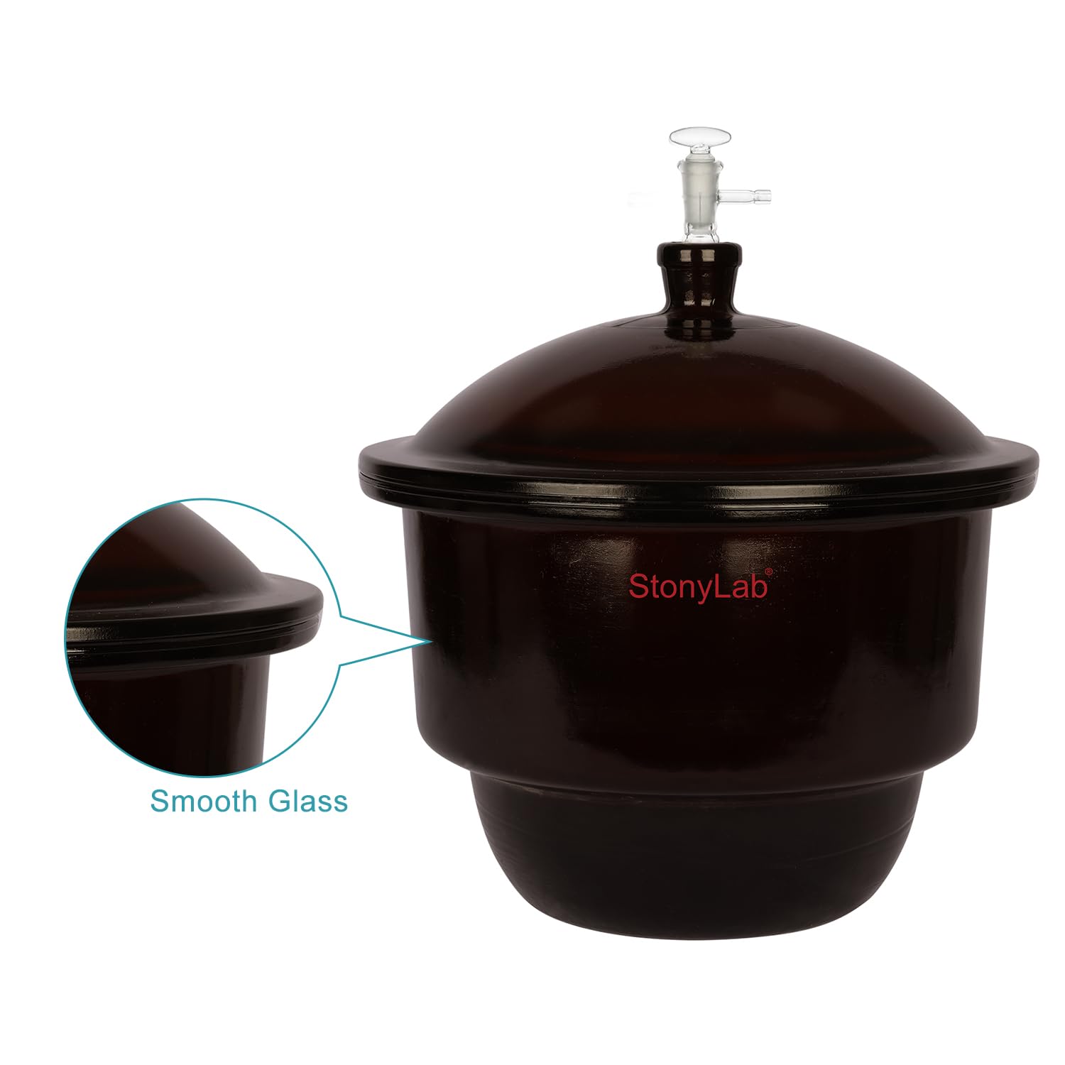 Stonylab 11.8 Inch Amber Glass Vacuum Desiccator with Glass Vacuum Valve & Porcelain Plate - Ideal for Laboratory, Science Experiments, and Moisture-Sensitive Storage