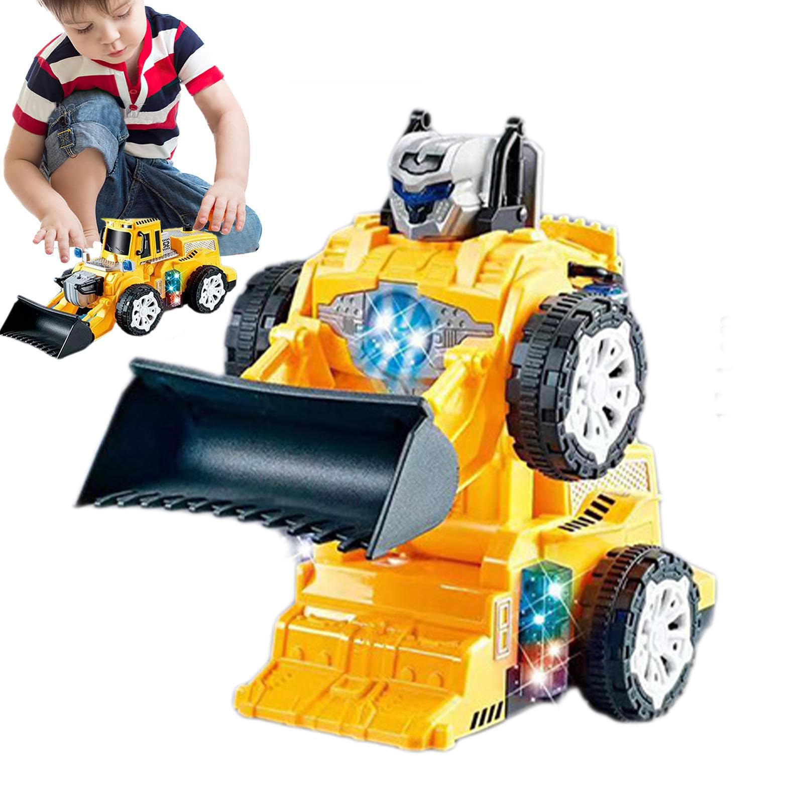 DRANNG Transforming Car Robot Toy - Electric Building Construction Set with Music & Light - Christmas Gift, School Prize - Perfect for Kids' Playtime & STEM Learning