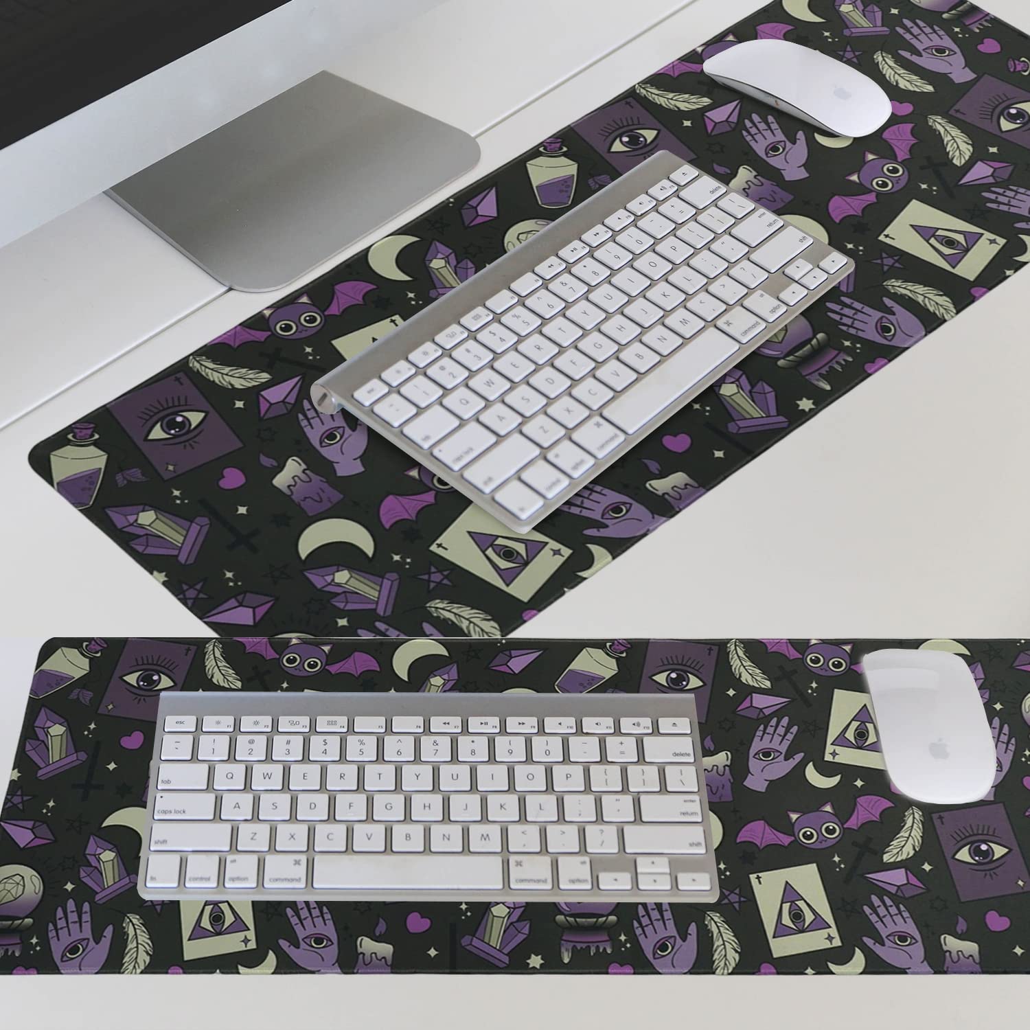 Gothic XL Gaming Mouse Pad - Black & Purple Witch Design, Large Extended Mouse Mat (31.5