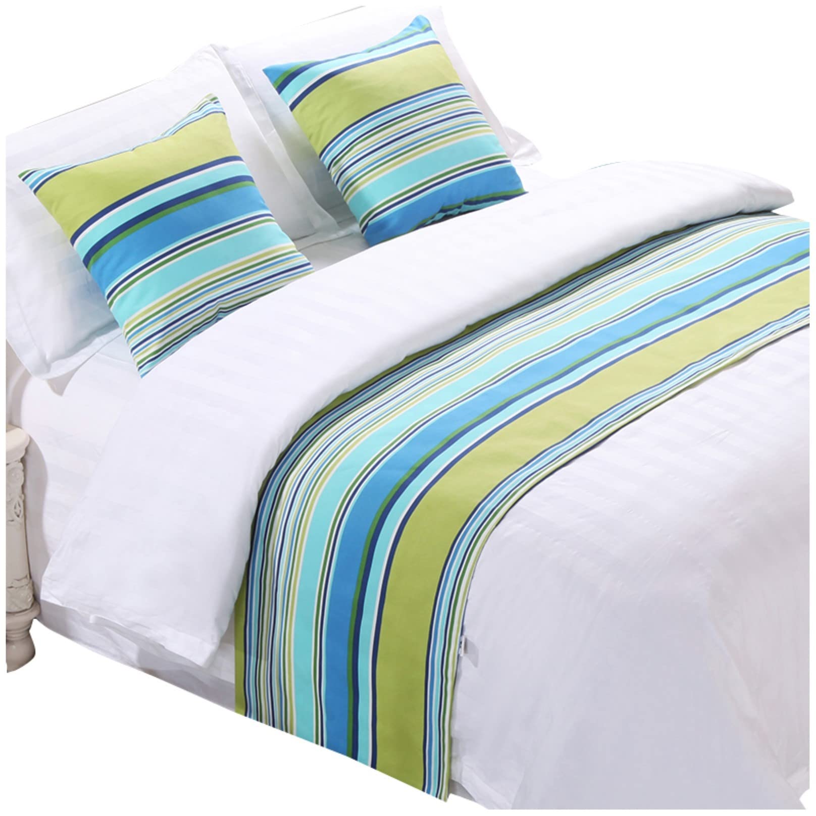 Stripe Bedspread Runner - 210x50cm Linen Bedding Protector for Foot of Bed, Hotel Decor, Bed Scarf & Throw Blanket - Perfect for Bedroom, Guest Room & Luxury Hotel Styling
