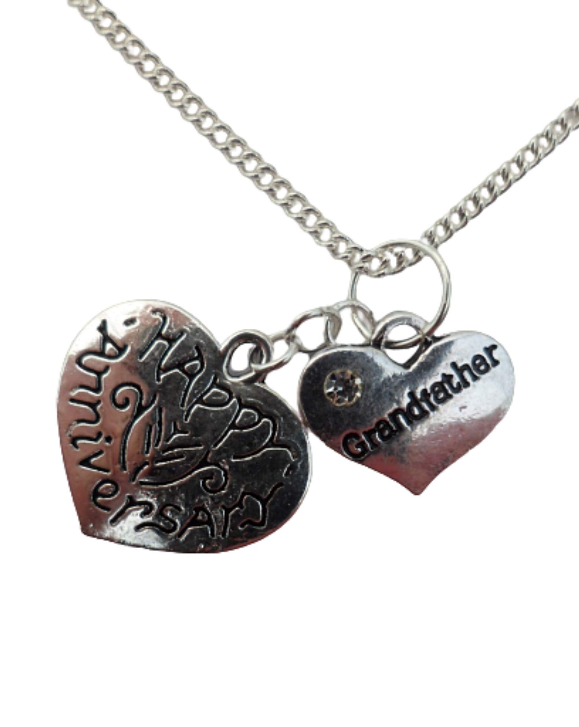 Silver Heart Necklace for Grandfather - Anniversary Gift for Him