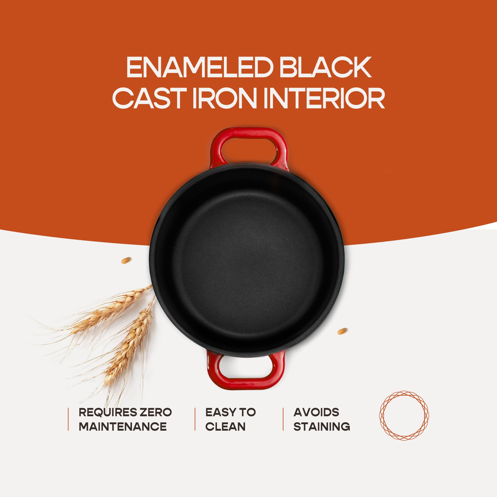 Premium 6 Quart Enameled Cast Iron Dutch Oven with Lid - 10 Inch Thick Ceramic Coated Cookware Set for Sourdough Bread Baking | Non-Stick Surface & Includes Silicone Baking Mat | Perfect for Oven, Stovetop & Camping Cooking (Red)