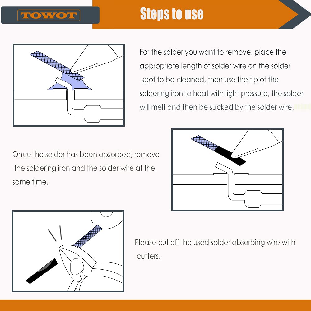 TOWOT No-Clean Flux Desoldering Wick Braid - 3mm Width, 0.12