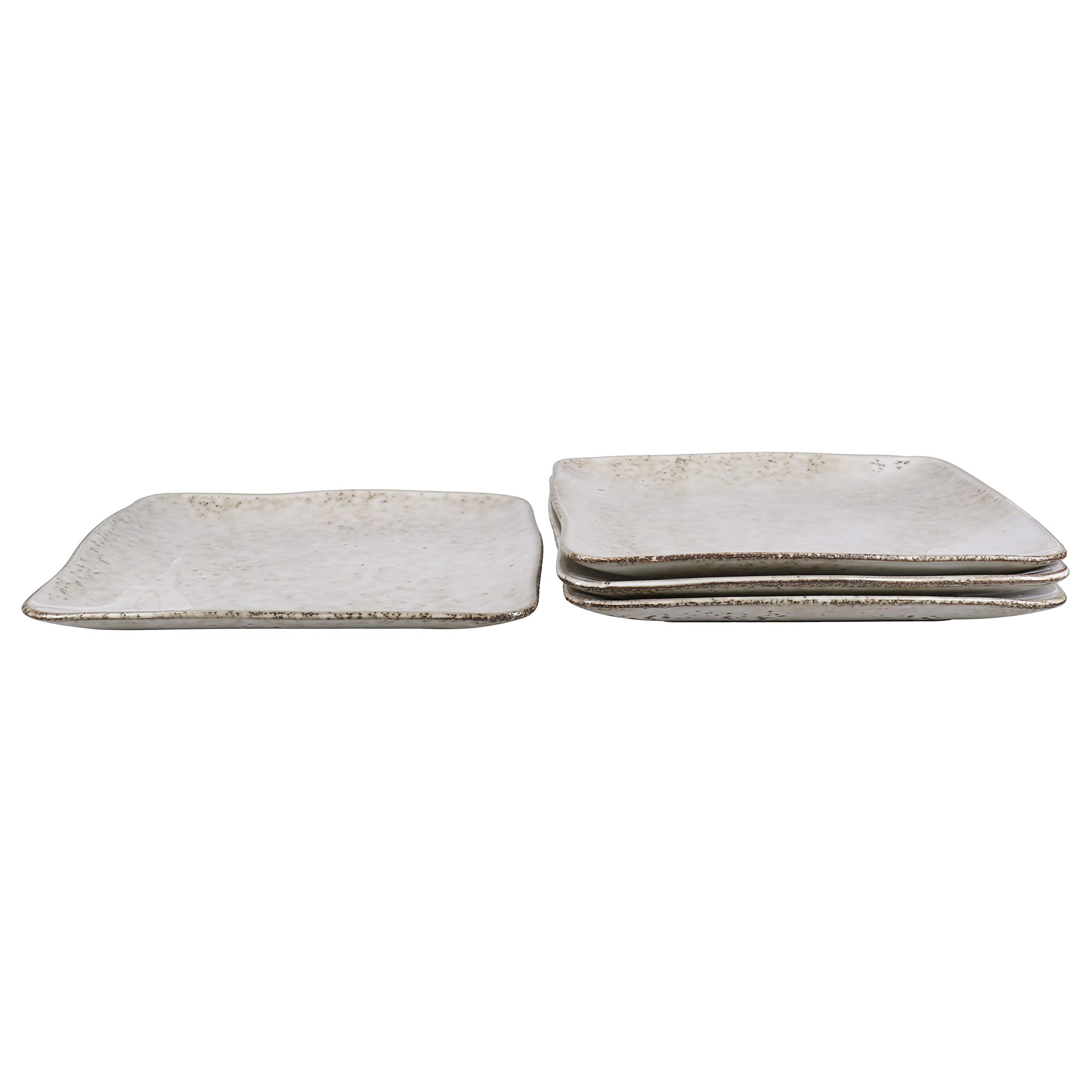 Rustico 11-Inch Square Dinner Plates - Set of 4, Durable Ceramic Plates for Modern Dining, Perfect for Restaurants, Weddings, and Everyday Meals