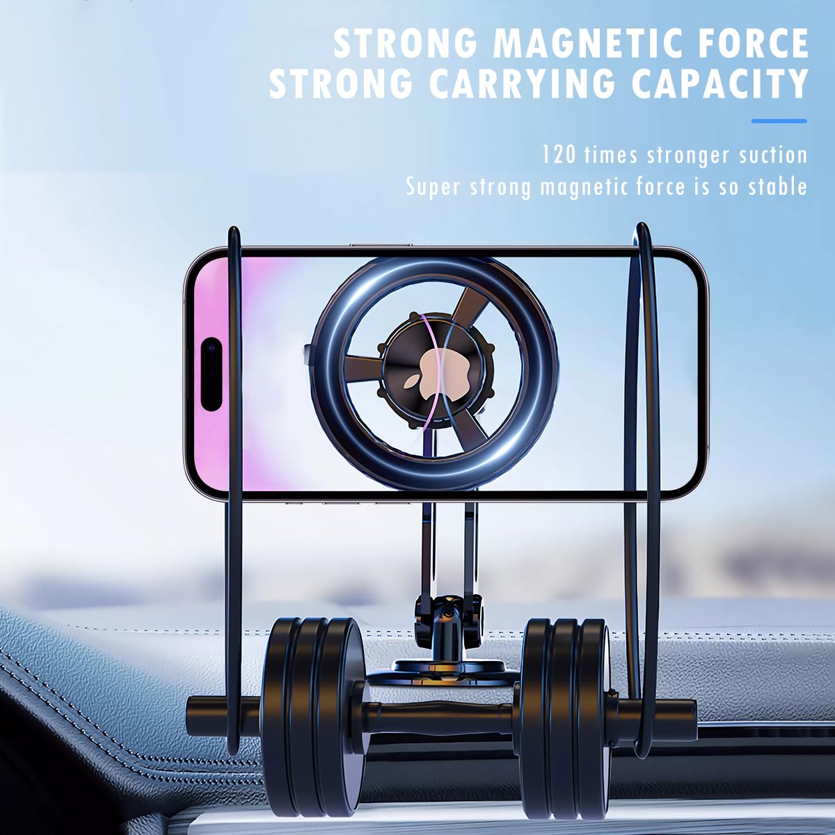 Jemey Universal 360° Pro Magnetic Car Phone Holder - 2025 New Hands-Free Auto Mount with Metal Ring, Adjustable Phone Stand for iPhone, Samsung, All Smartphones - Perfect for Driving, GPS Navigation & Road Trips