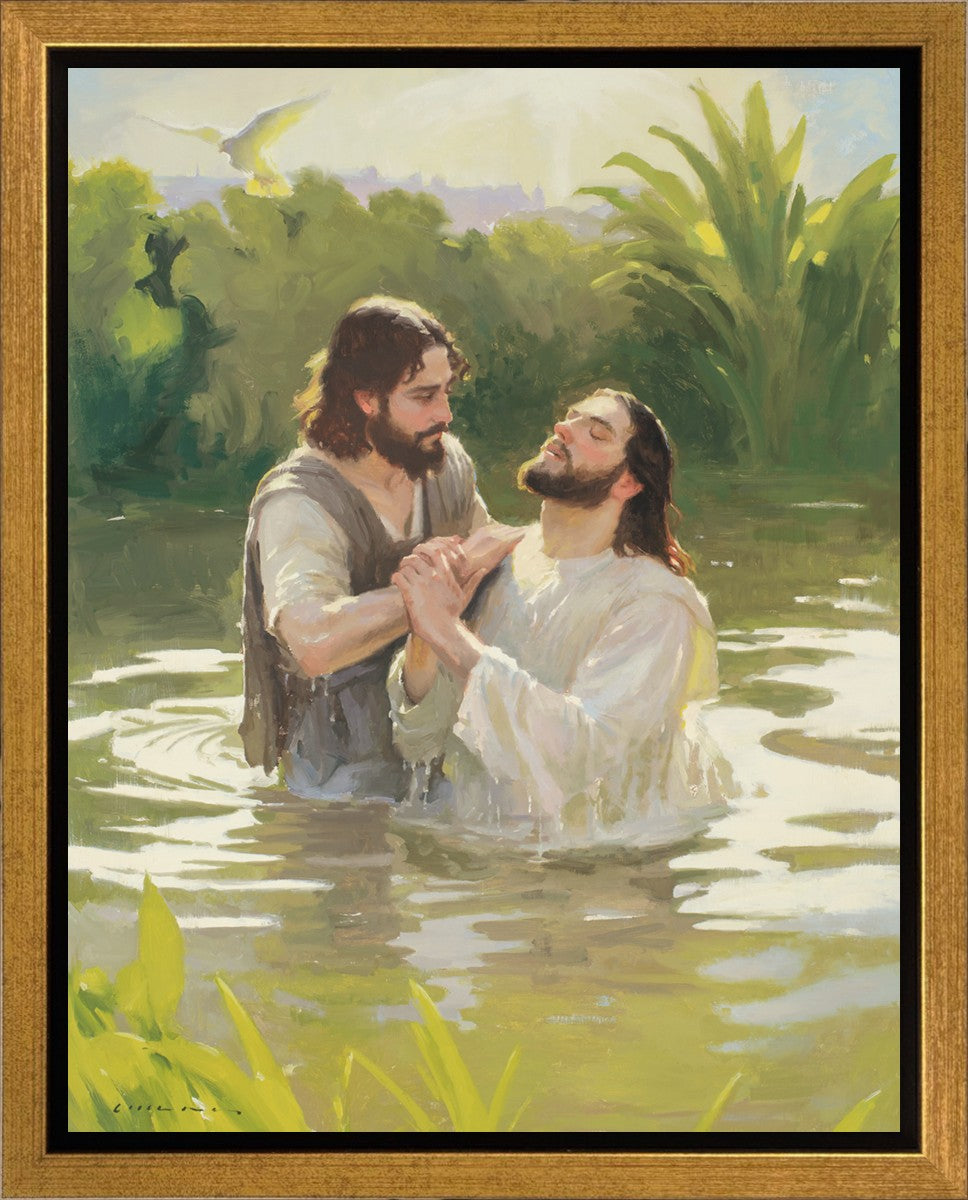 Baptism of The Savior Gallery Wrap Canvas - Religious Wall Art for Home & Church Decor - Perfect for Living Room, Bedroom, and Worship Spaces