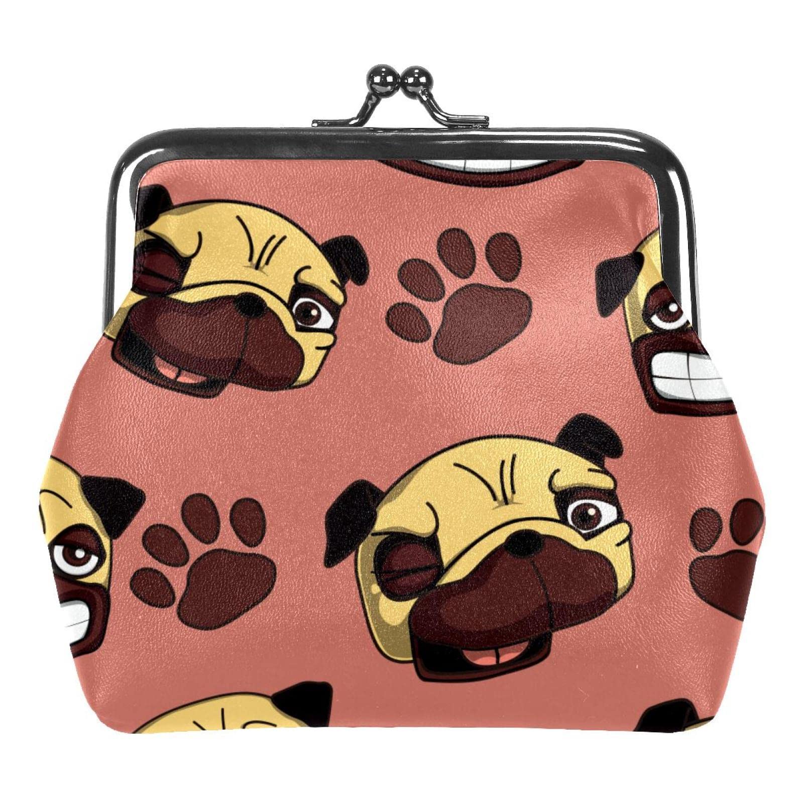 Pug Dog Coin Purse - Cute Kiss-lock Wallet with Paw & Coral Design - Perfect for Change, Cash & Cards - Great Gift for Dog Lovers & Pet Owners