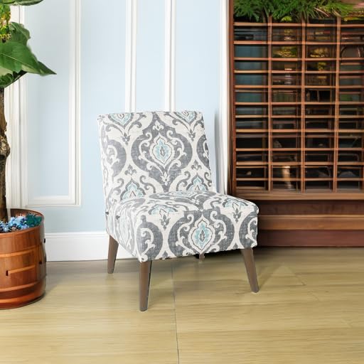 HomePop Modern Armless Dining Accent Chair in Suri Blue - Stylish & Comfortable Seat for Dining Room, Kitchen, Office or Living Room - Perfect for Small Spaces & Contemporary Decor
