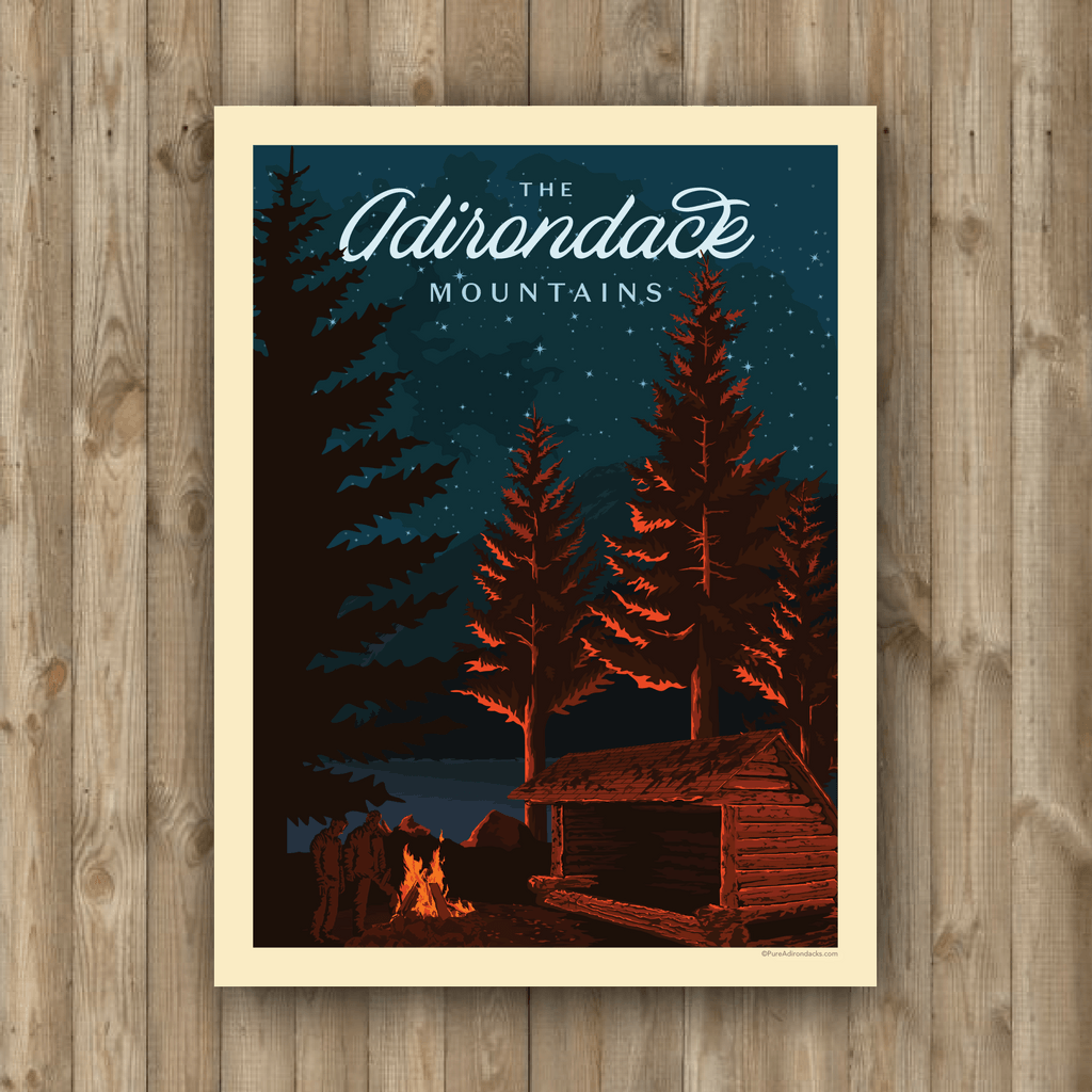 Vintage Print Adirondack Lean To - Rustic Cabin Wall Art for Home & Office Decor | Perfect for Living Room, Bedroom, or Cabin Retreat