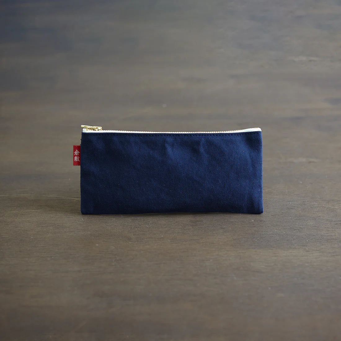 Premium Japanese Kurashiki Hampu Canvas Pencil Case - Navy Blue School & Office Organizer for Pens, Markers & Art Supplies | Durable Fabric Pen Holder for Students, Artists & Professionals