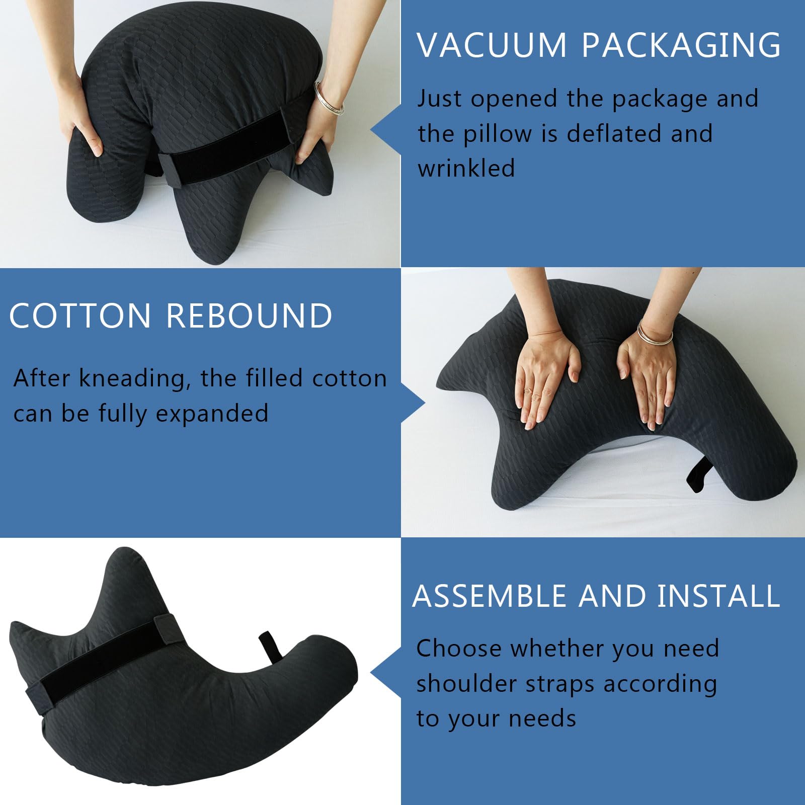 Orthopedic Shoulder Surgery Pillow for Pain Relief - Post-Surgery Recovery & Rotator Cuff Support - Comfortable Arm Pillow for Adults & Side Sleepers with Neck Support (Black with Adjustable Strap) - Perfect for Post-Op Recovery, Sleeping Comfort & Shoulder Injury Rehabilitation