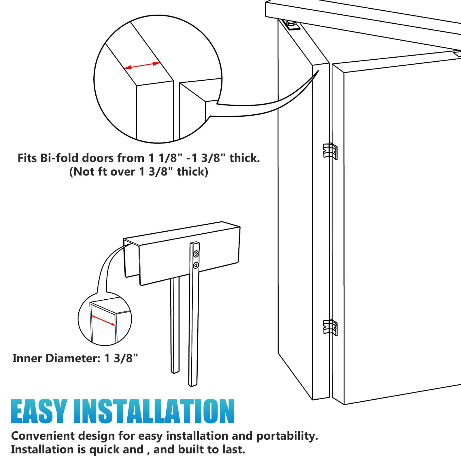 DOITOOL Bifold Door Lock - Child Proof Cabinet & Closet Safety Locks for Toddlers, Pets (Cats/Dogs) - Secure Pantry, Wardrobe & Storage Areas - Home Childproofing Essential