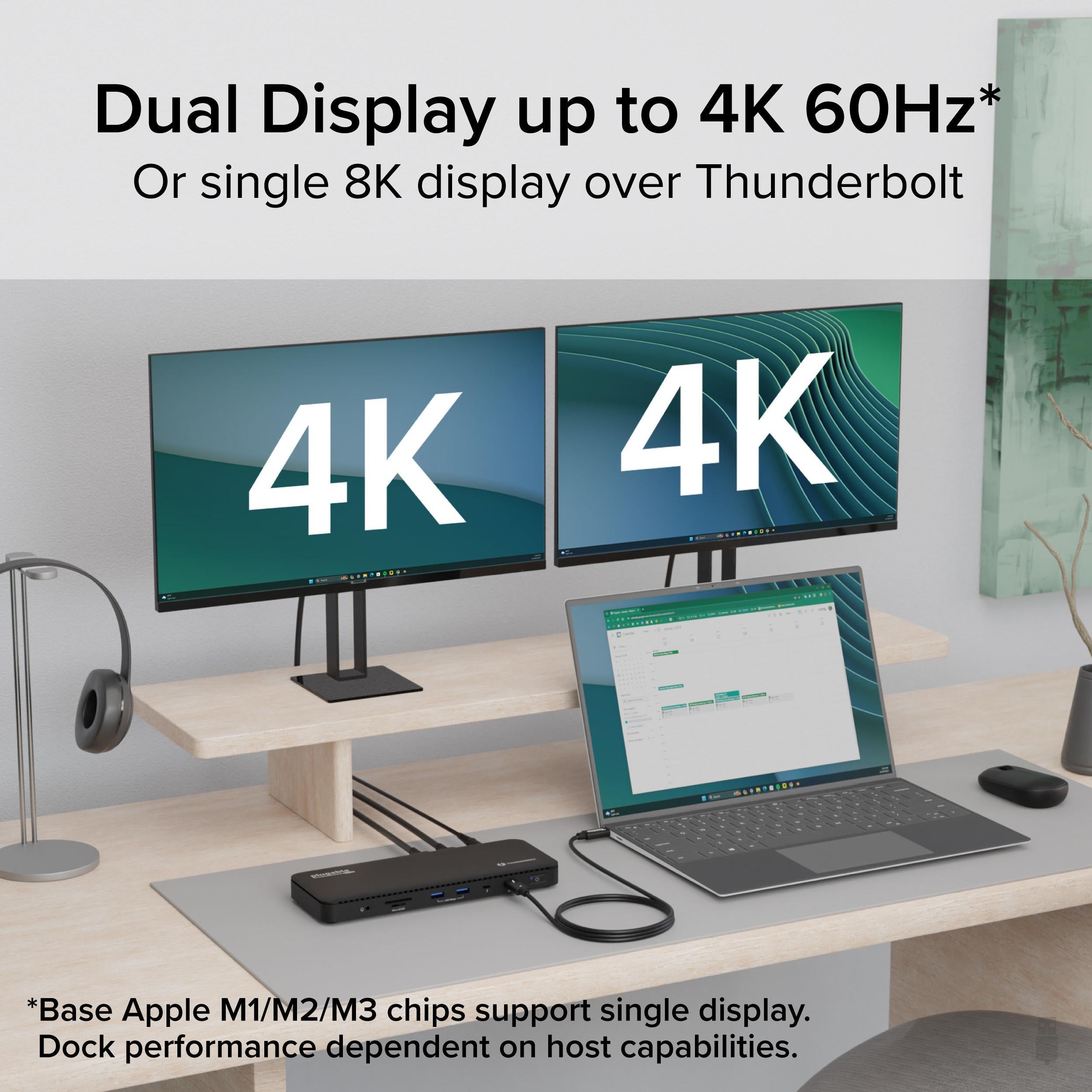 Plugable Thunderbolt 4 Dock - 4K Dual Monitor or 8K Single Display Support, 100W Laptop Charging - Perfect for Home Office, Gaming & Video Editing Setup