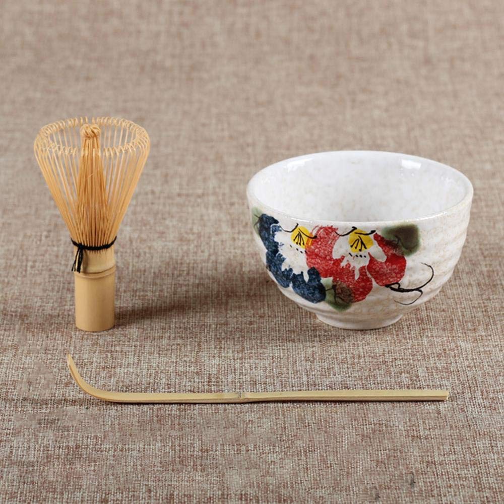 Premium Japanese Matcha Tea Set - 3-Piece Ceramic Matcha Bowl, Bamboo Whisk & Tea Spoon - Authentic Traditional Teaware for Tea Ceremony & Home Use - 5 Elegant Styles Available