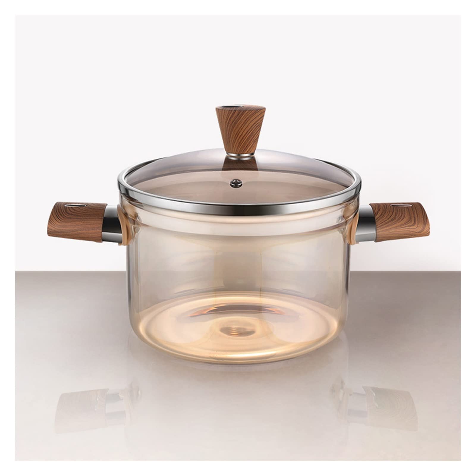 Borosilicate Glass Stew Pot with Double Ears - 32.5x20.5x13.5cm Transparent Stovetop Casserole for Cooking, Noodles & Soups - Heat-Resistant Kitchen Utensil for Home, Restaurant & Camping Use (Clear)