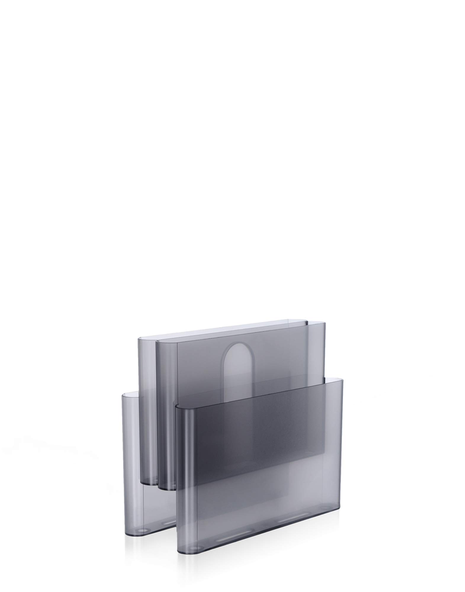 Kartell Giotto Stoppino Opaline Smoke Magazine Rack - Modern Book & Newspaper Holder for Living Room, Office, or Library - Pack of 1