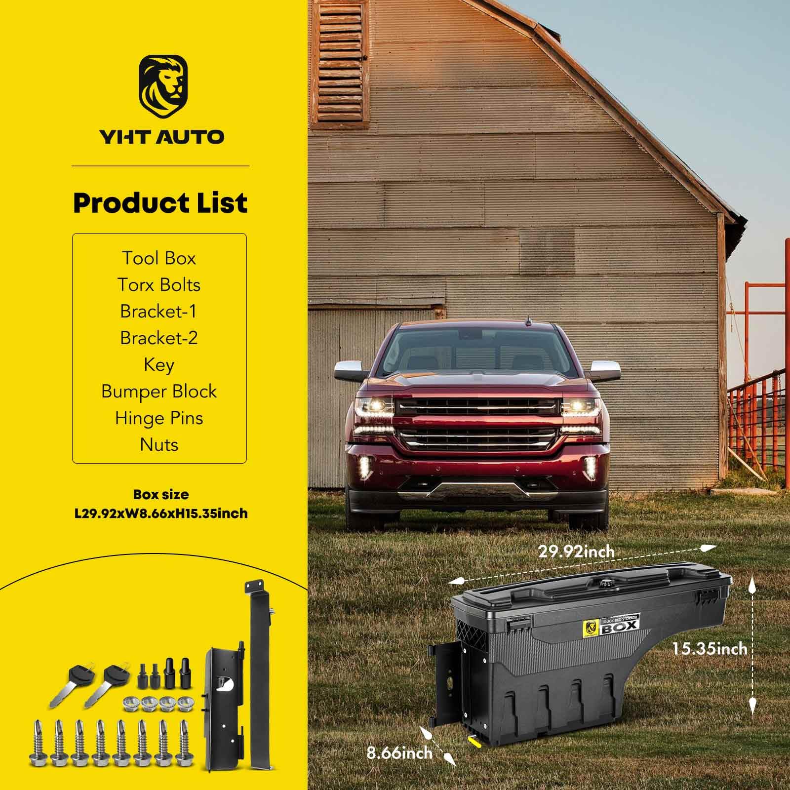 Lockable Truck Bed Tool Box for 2007-2021 Toyota Tundra | 6.6 FT Bed | Driver Side Swing Design | Waterproof Wheel Well Storage | Perfect for Camping, Work & Outdoor Gear Organization