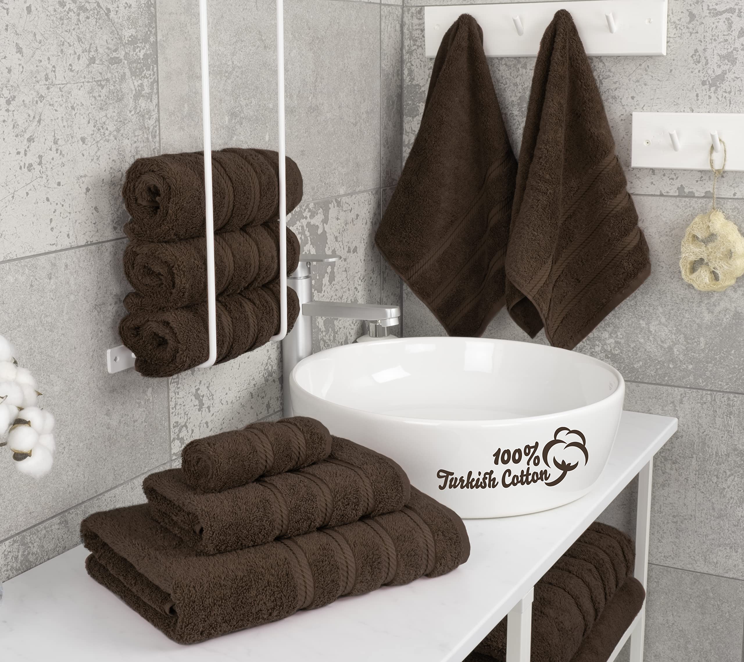 Premium 6-Piece Soft Linen Towel Set with 4 Bath & 4 Hand Towels - Ultra Absorbent Luxury Bathroom Towels for Spa, Hotel & Home Use