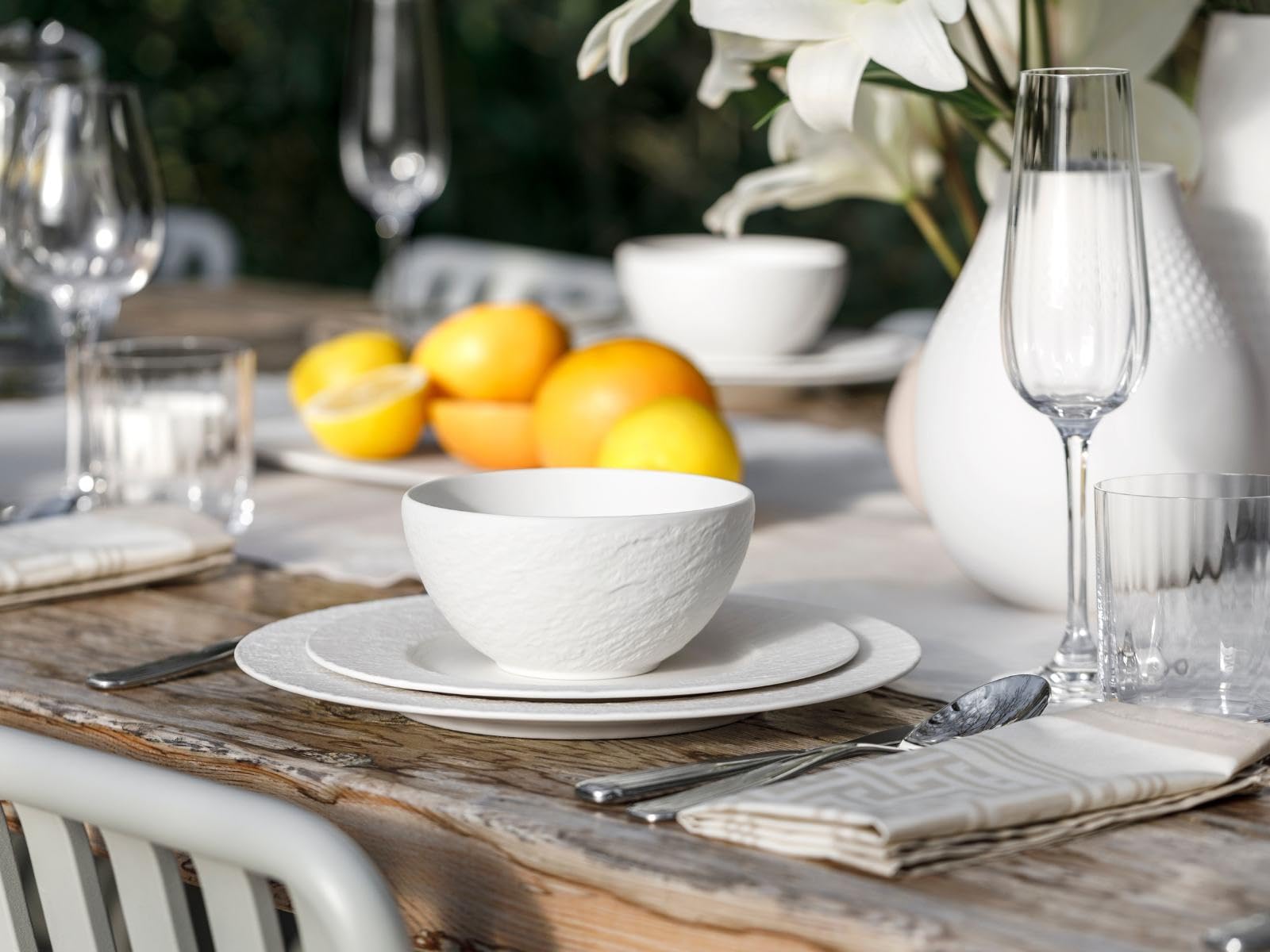 Villeroy & Boch Manufacture Rock Blanc Medium Rice Bowl - Premium Porcelain Dinnerware for Asian Cuisine, Perfect for Sushi, Rice & Soup | Elegant Table Setting for Home & Restaurant Use