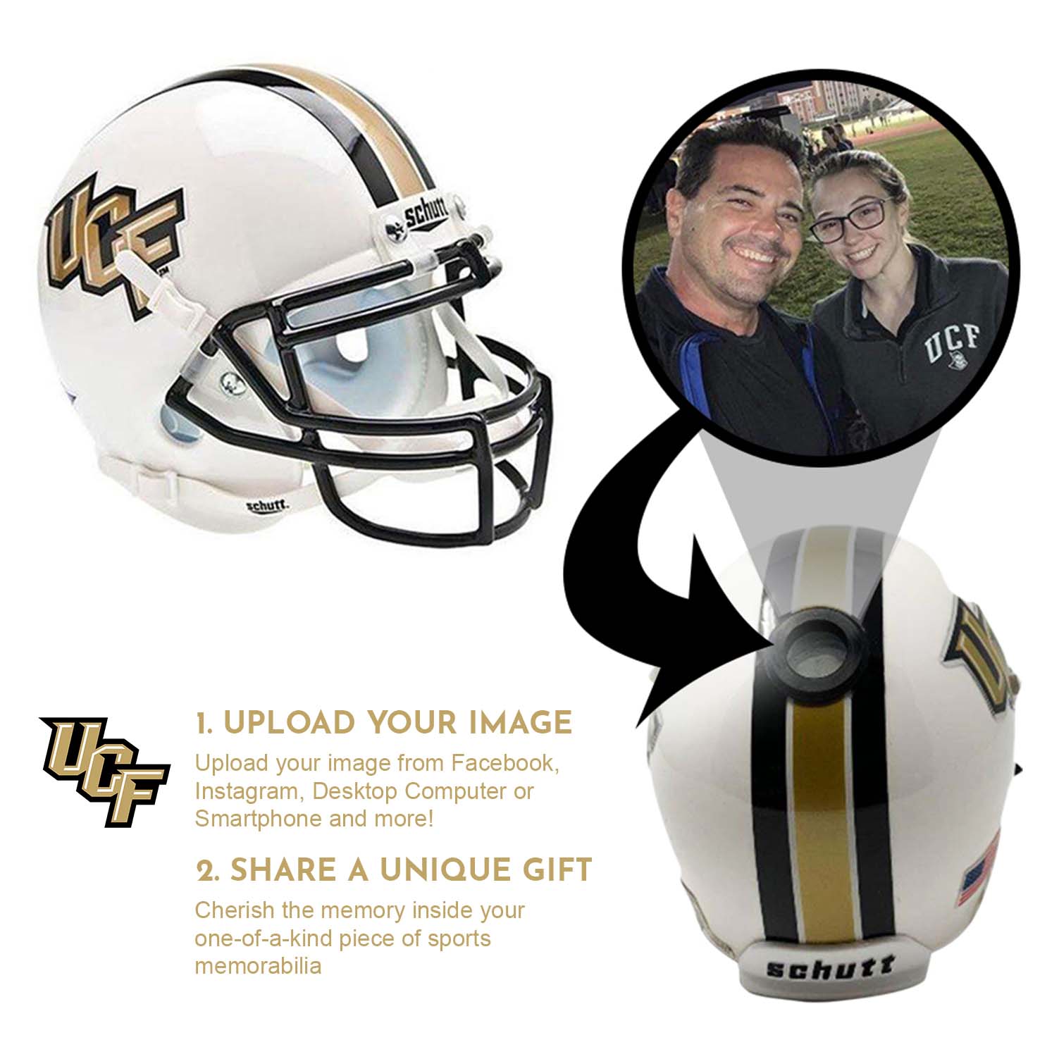 UCF Knights College Football Collectible Mini Helmet with Display Stand - Authentic NCAA Replica for Fans & Collectors - Perfect for Game Room, Office Decor, or Gift for Football Enthusiasts